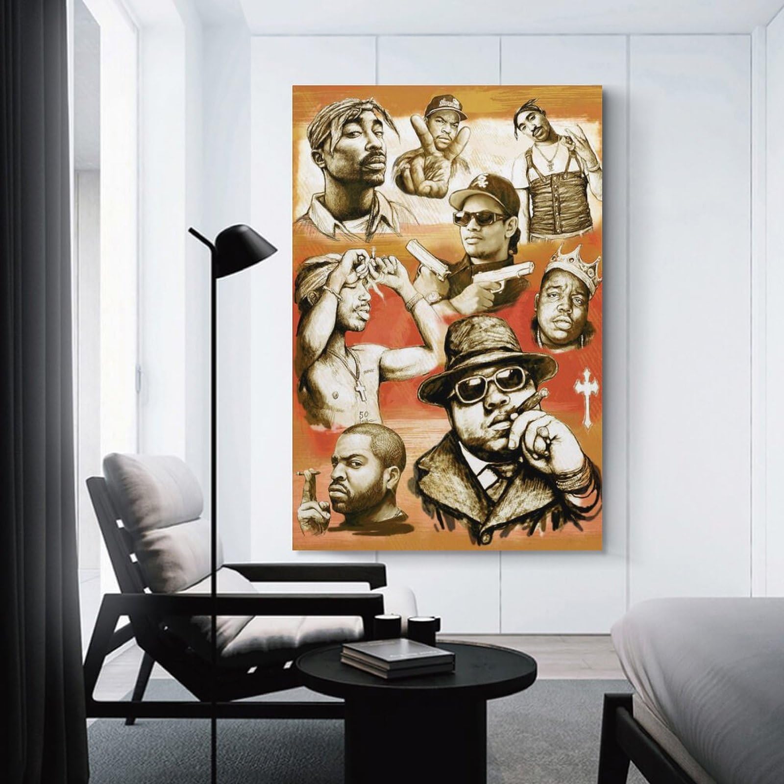 Poster su tela, motivo: cantante rap, hip hop, tutte le stelle, stampa artistica da parete, decorazione per la casa, poster artistico, 60 x 90 cm