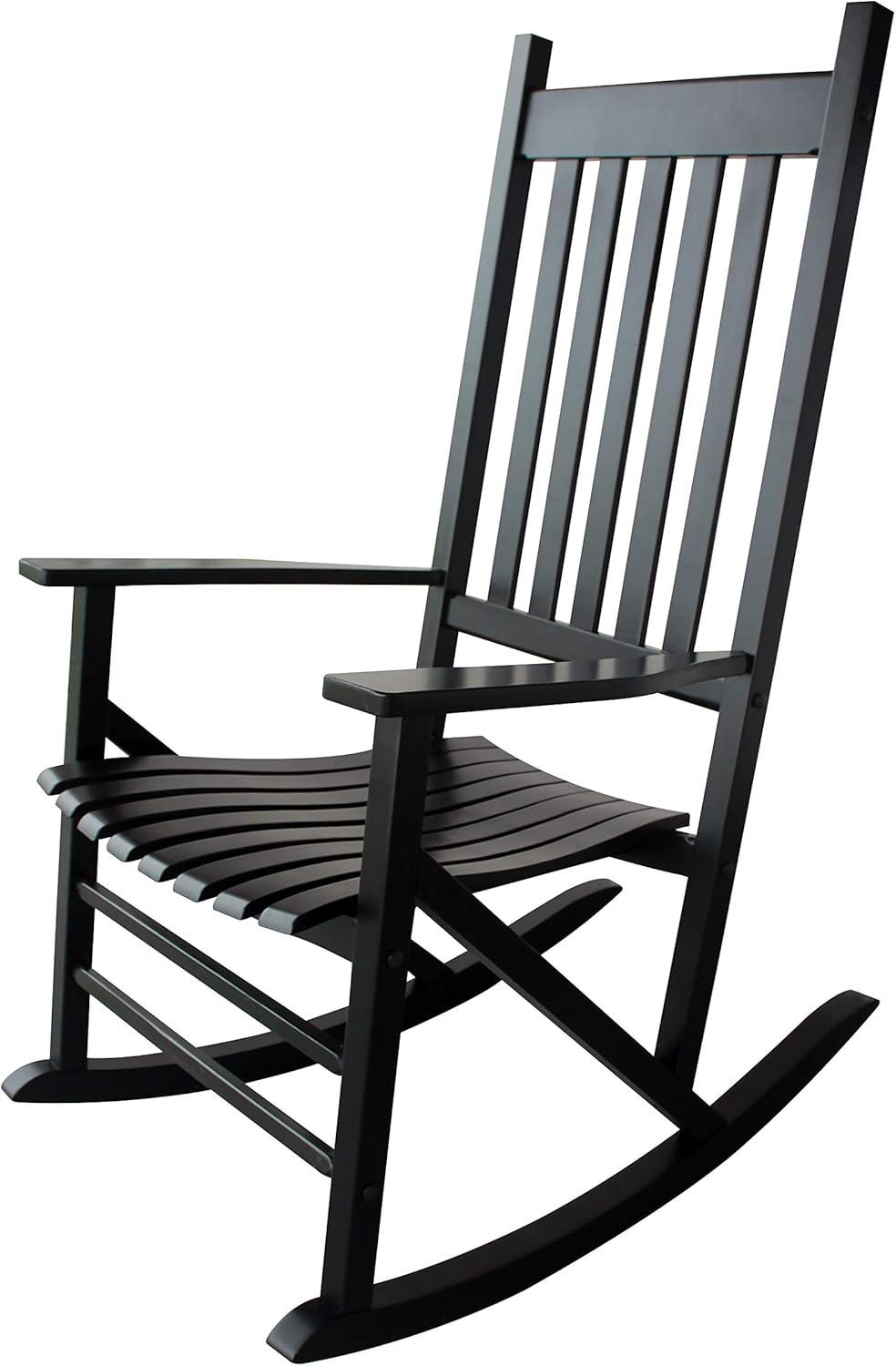 Leigh Country Heartland Single Rocker, Black Finish, Outdoor Wooden Seating for Porch/Patio/Deck