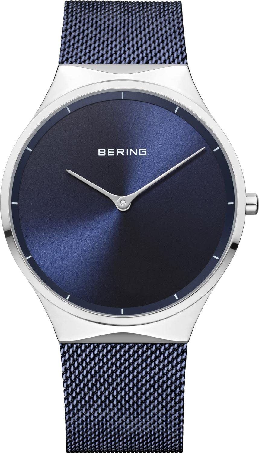 Bering Unisex Quarz Uhr | Armbanduhr 38 mm Edelstahlgehäuse und Zifferblatt | Milanaisearmband | Saphierglas | 3 ATM | 12138
