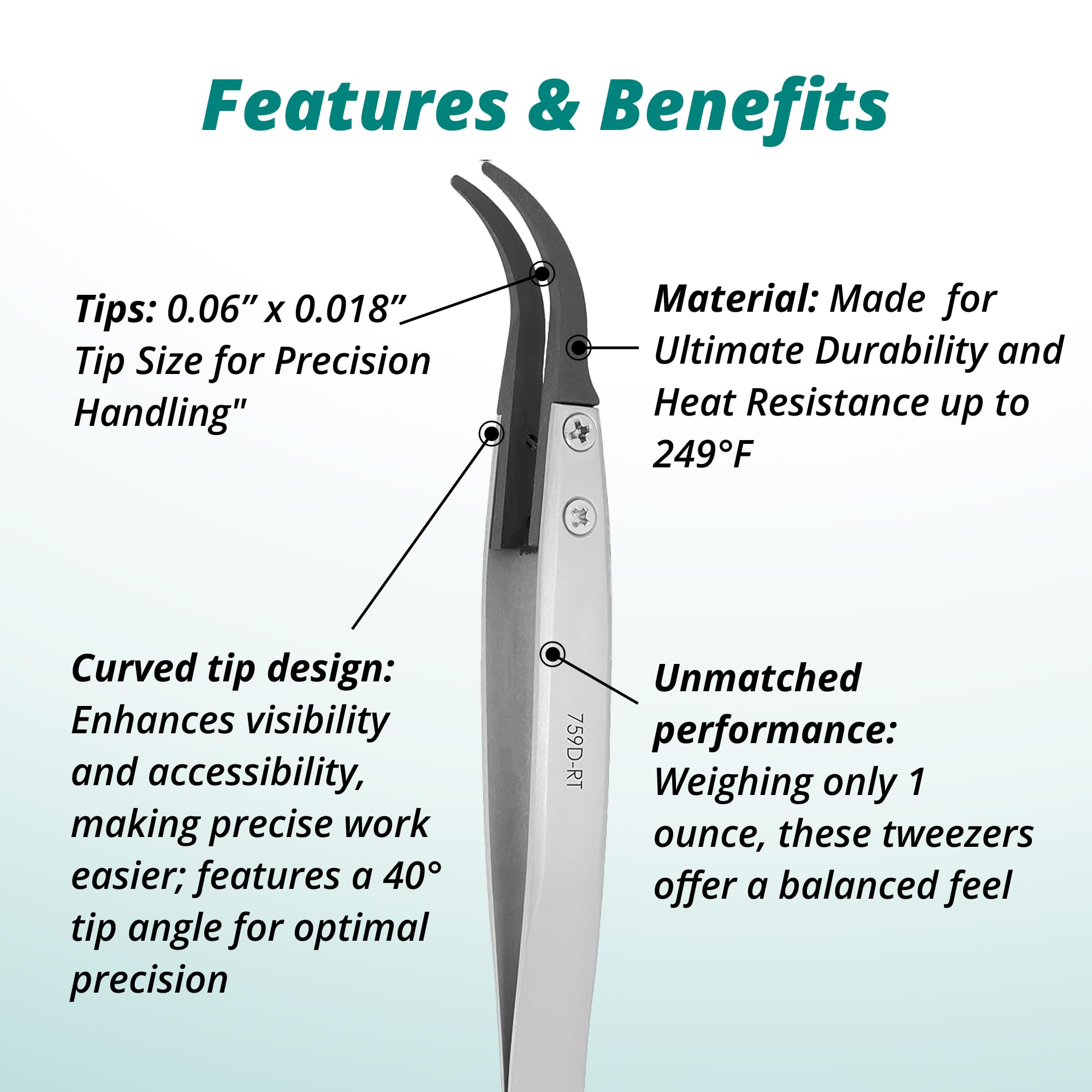 Excelta 159-RT-ET Tweezers, Replaceable Carbon Fiber 0.012 - View #6