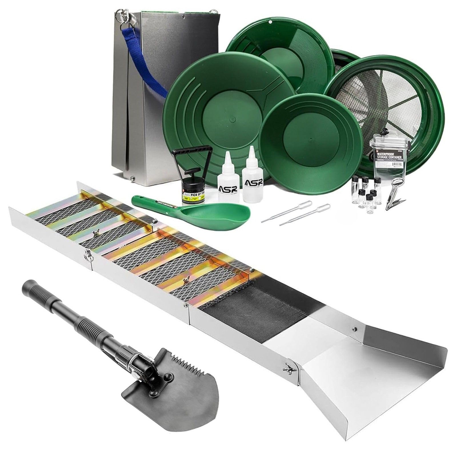 ASR Outdoor Deluxe Sluice Box Kit, Gold Prospecting Equipment Mining Kit with 1/2 and 1/8 Classifier Screens
