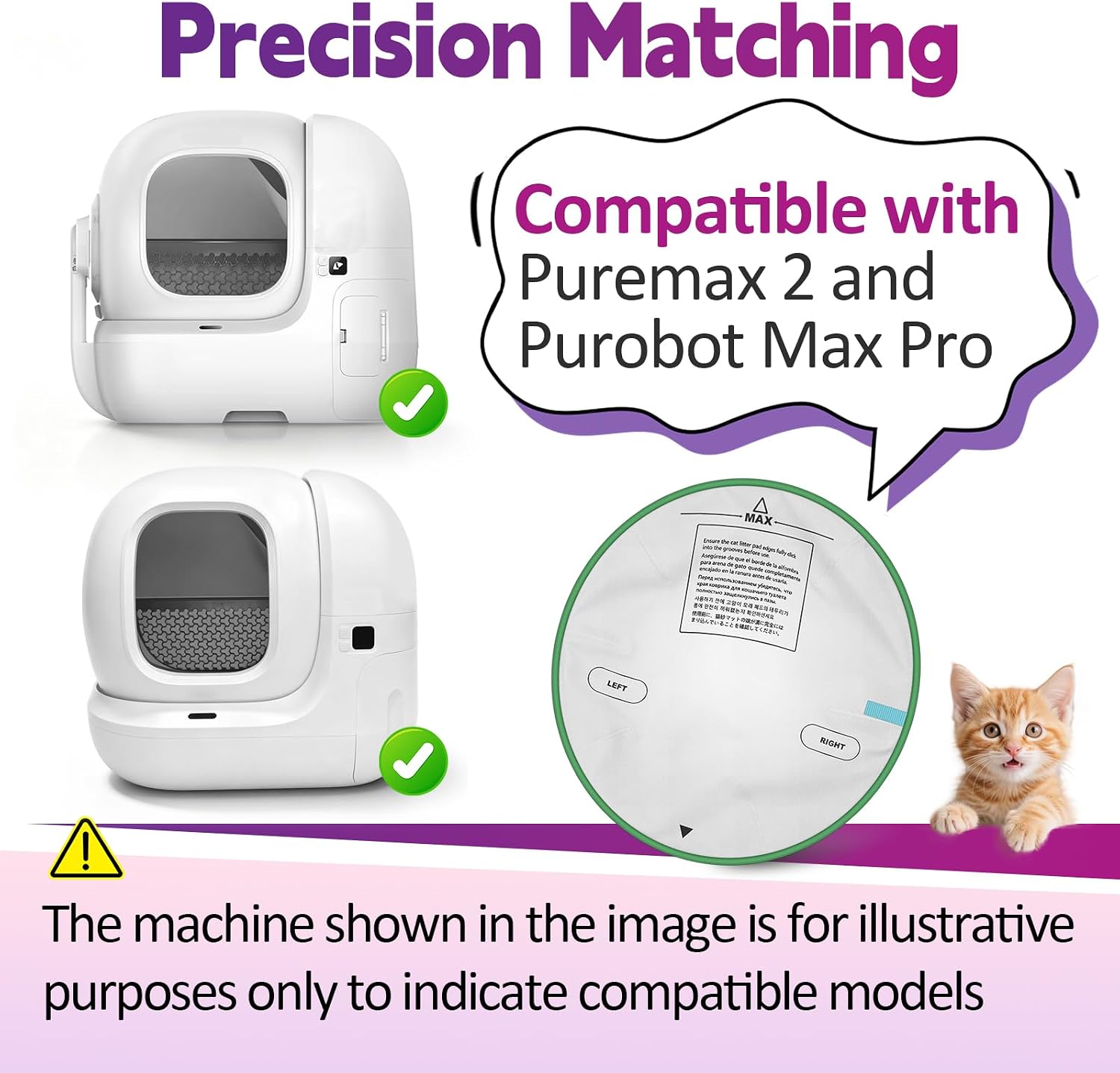 4 Pcs Cat Litter Pad Max Compatible with Puremax 2 and Purobot Max Pro | 15.74 x 15.74 x 0.39 Inches, 300D Oxford Waterproof Fabric, Scratch Resistant Non-Stick Surface, Flexible Rebound Edges