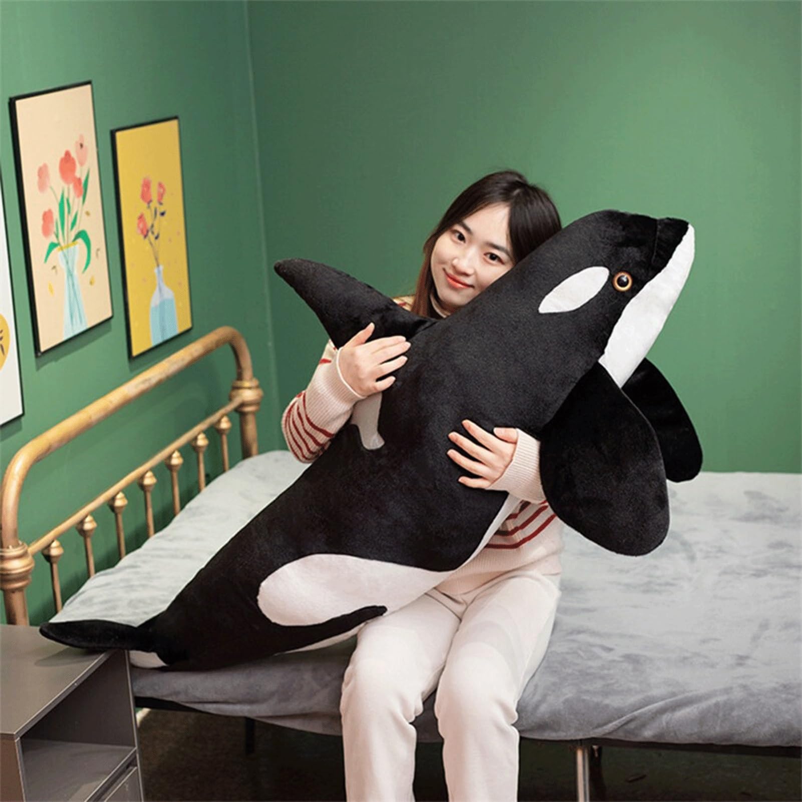 Bambola di peluche Orca, peluche da abbracciare con la balena assassina, peluche realistici con animali dell'oceano morbidi, regali di compleanno for ragazze(130cm/51.2in)