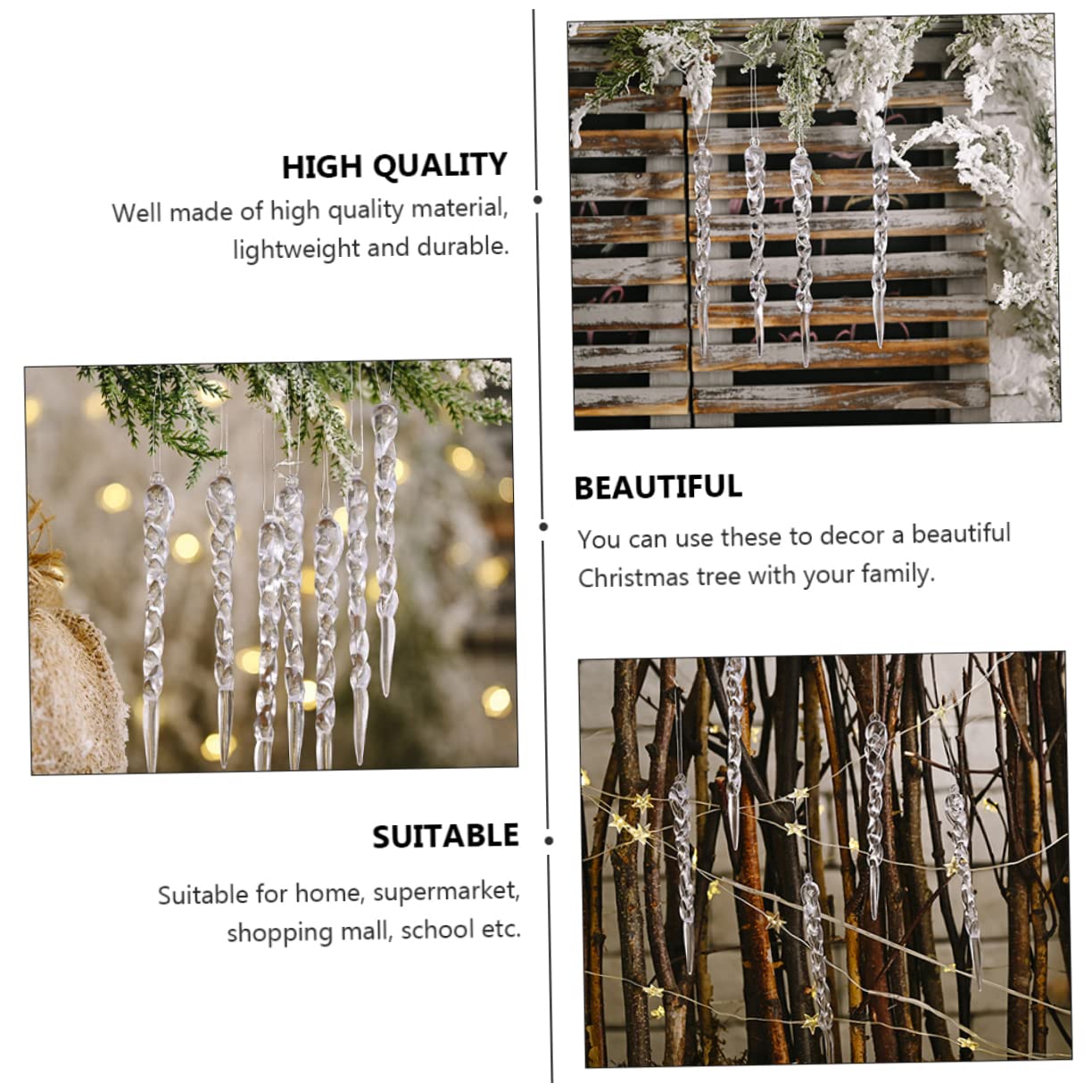 PRETYZOOM 2 Set Di Ornamenti Artificiali in Acrilico Per Lalbero Di Natale Per Natale E Decorazioni Per La Casa 48 Pezzi * 2