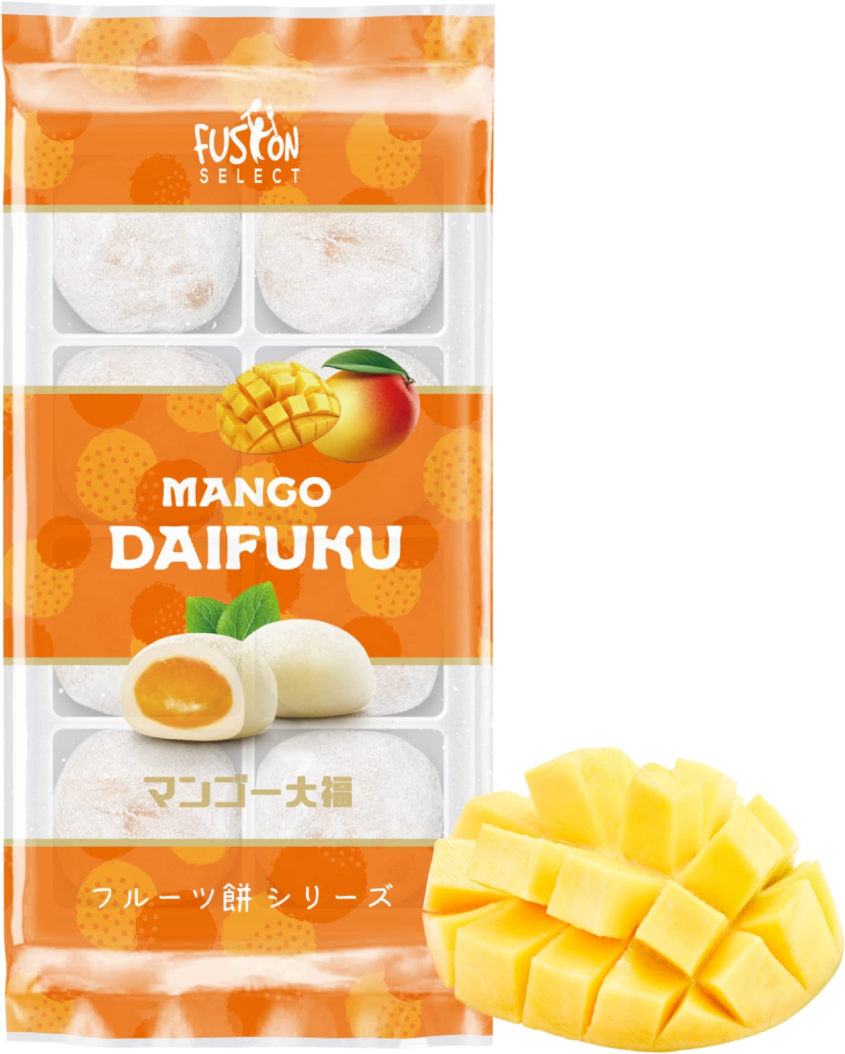 - Fusion Select Japanese Mochi Fruit Daifuku Japanese Desert Sweet Rice Cake Fruit Mochi Daifuku 240g/ 8.46oz (Mango Flavor, 8.46 Ounce)