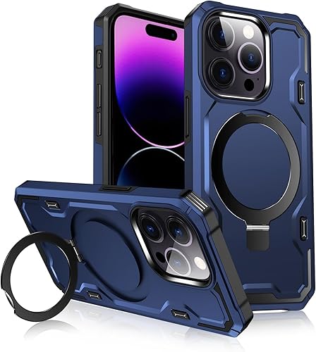 Funda protectora completa para iPhone 14 Pro, compatible con MagSafe, soporte invisible integrado y soporte de anillo, grado MIL, doble capa a