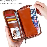 Vista 2 de HAWEE - Cartera para teléfono celular, con dos cierres y correa larga extraíble para la muñeca, para mujer