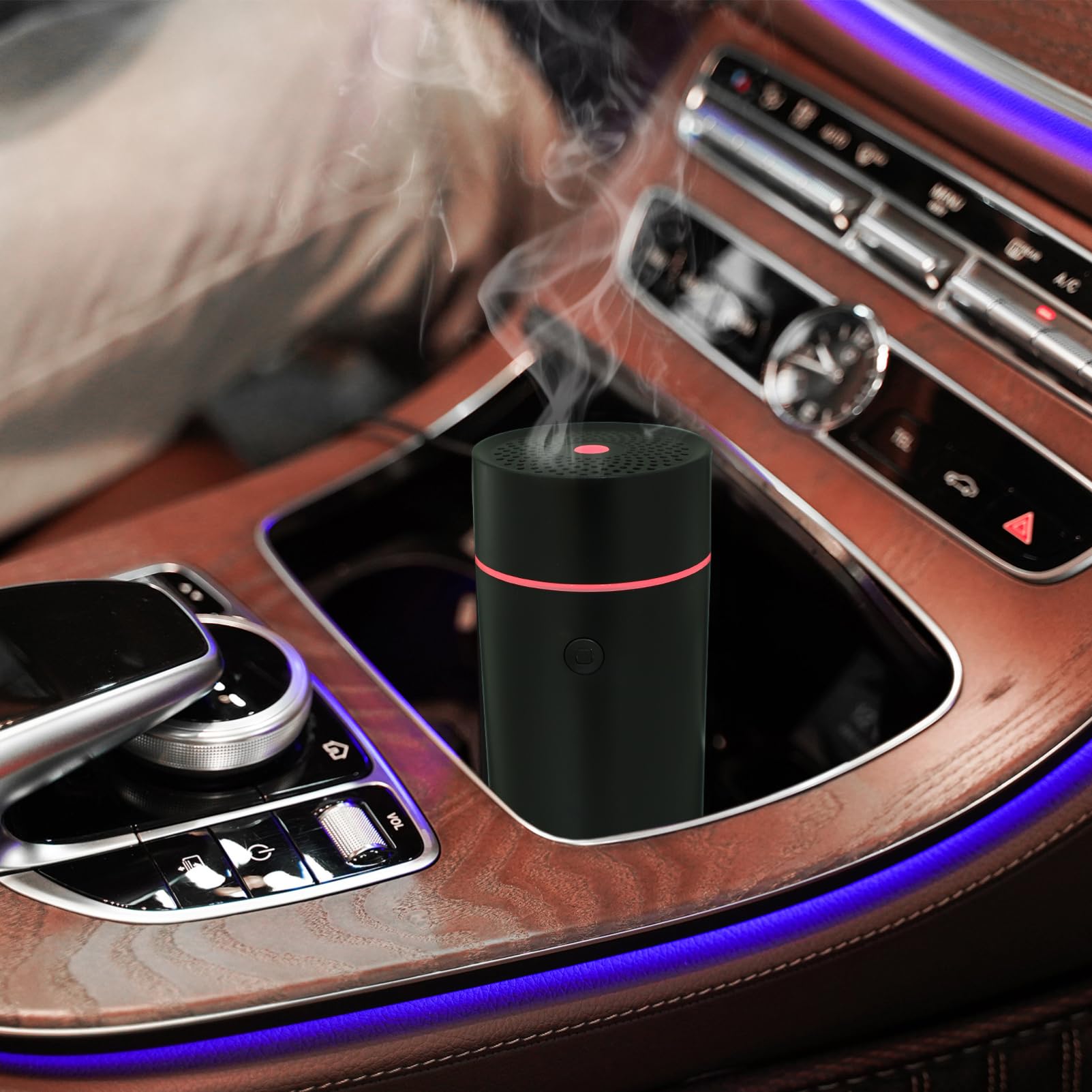 POPETPOP Diffusore Oli Aromatici Portatile USB Nero Umidificatore per Auto e Casa Design Compatto e Facile da Trasportare per Confortevoli e Piacevoli