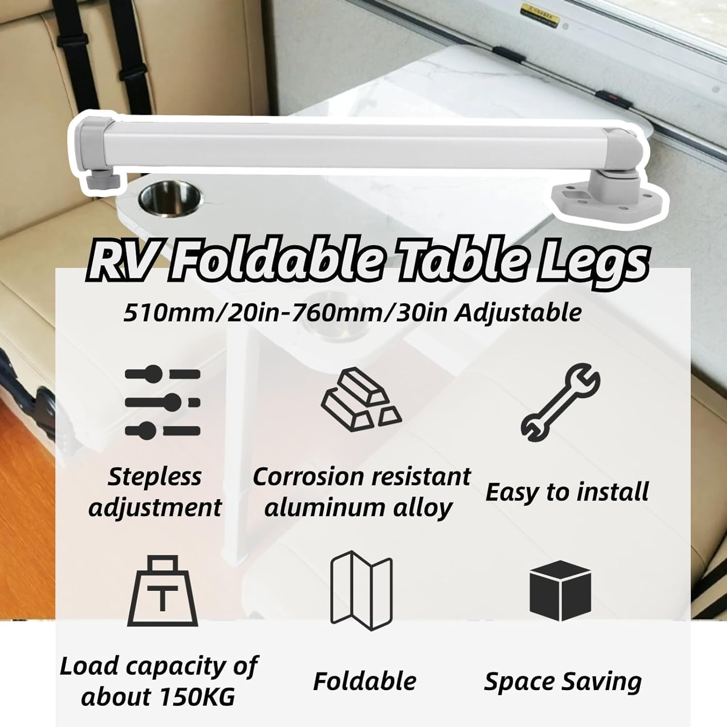 Piedistallo da Tavolo Regolabile Base Tavolo Rimovibile Base Tavolo Base per Gambe Telaio Montaggio 20‑30 Pollici Kit Base Tavolo in Lega di Alluminio per Camper Barca Yacht Camper