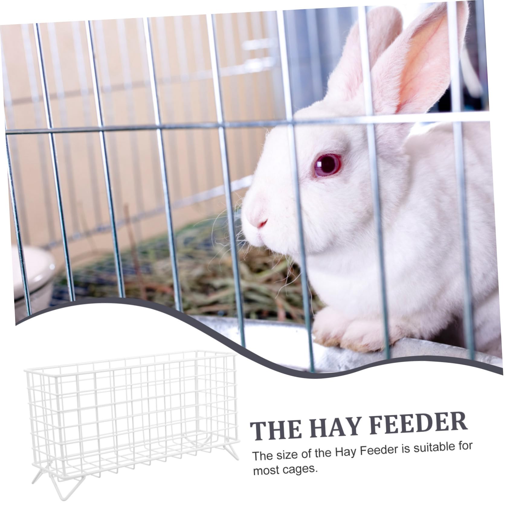 Comedero de Metal para Heno de Conejo Blanco, Estante Resistente para Mantener Alimento Limpio, Accesorio Seguro para Jaulas de Pequeños Animales