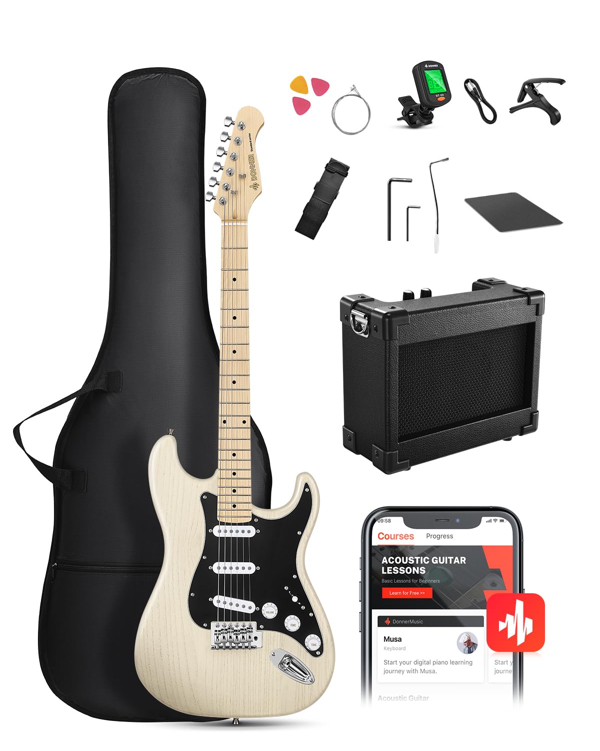 Amazon.com: DONNER DST-80 Electric Guitar 39” Beginner Electric