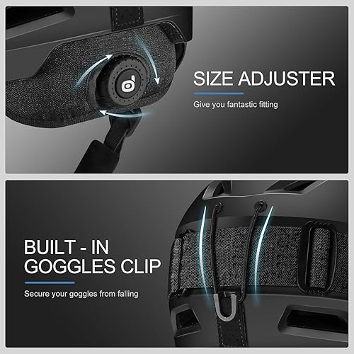 Miniatura 5 de Odoland Casco de snowboard, casco de esquí con gafas de esquí para adultos, carcasa de policarbonato duradera y espuma EPS, cascos de nieve de