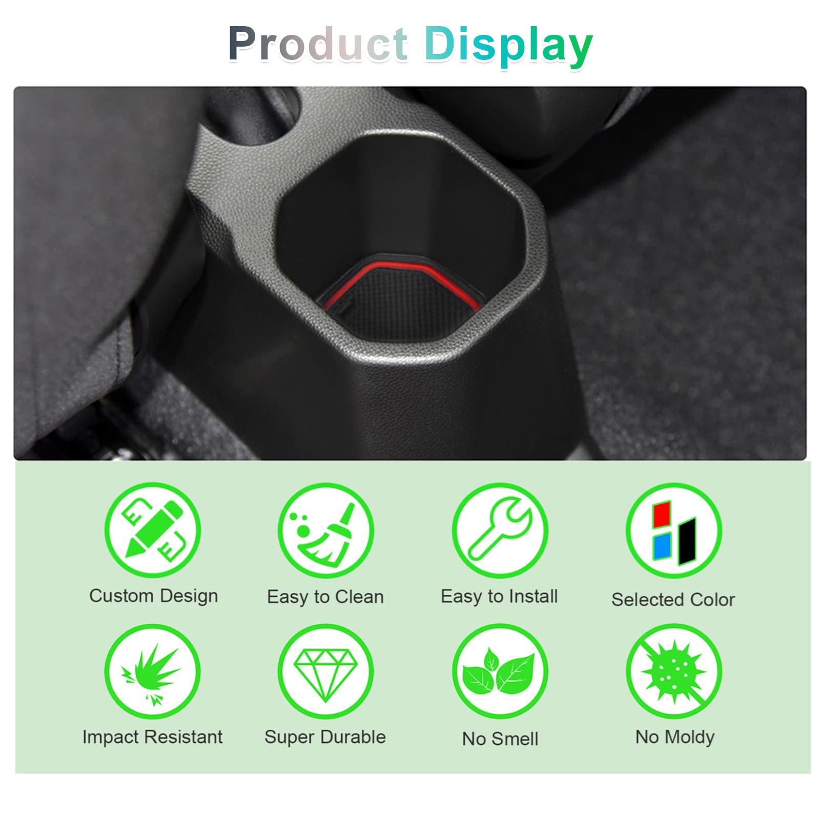 GAFAT Suzuki Ignis 2017-2024 2025 Tappetini Antiscivolo Console Centrale, Ignis 2025 Tappetino in Gomma, Portabicchiere, Contenitore Antiscivolo, Cuciture per Portiera, Suzuki Ignis Accessori (Rosso)
