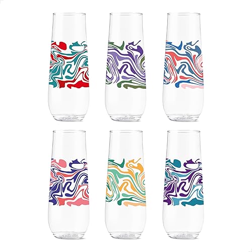 Miniatura 35 de TOSSWARE POP - Juego de 6 vasos de vino de 14 onzas Serie Mid-Century Retro, de alta calidad, reciclables, irrompibles y de plástico transparente