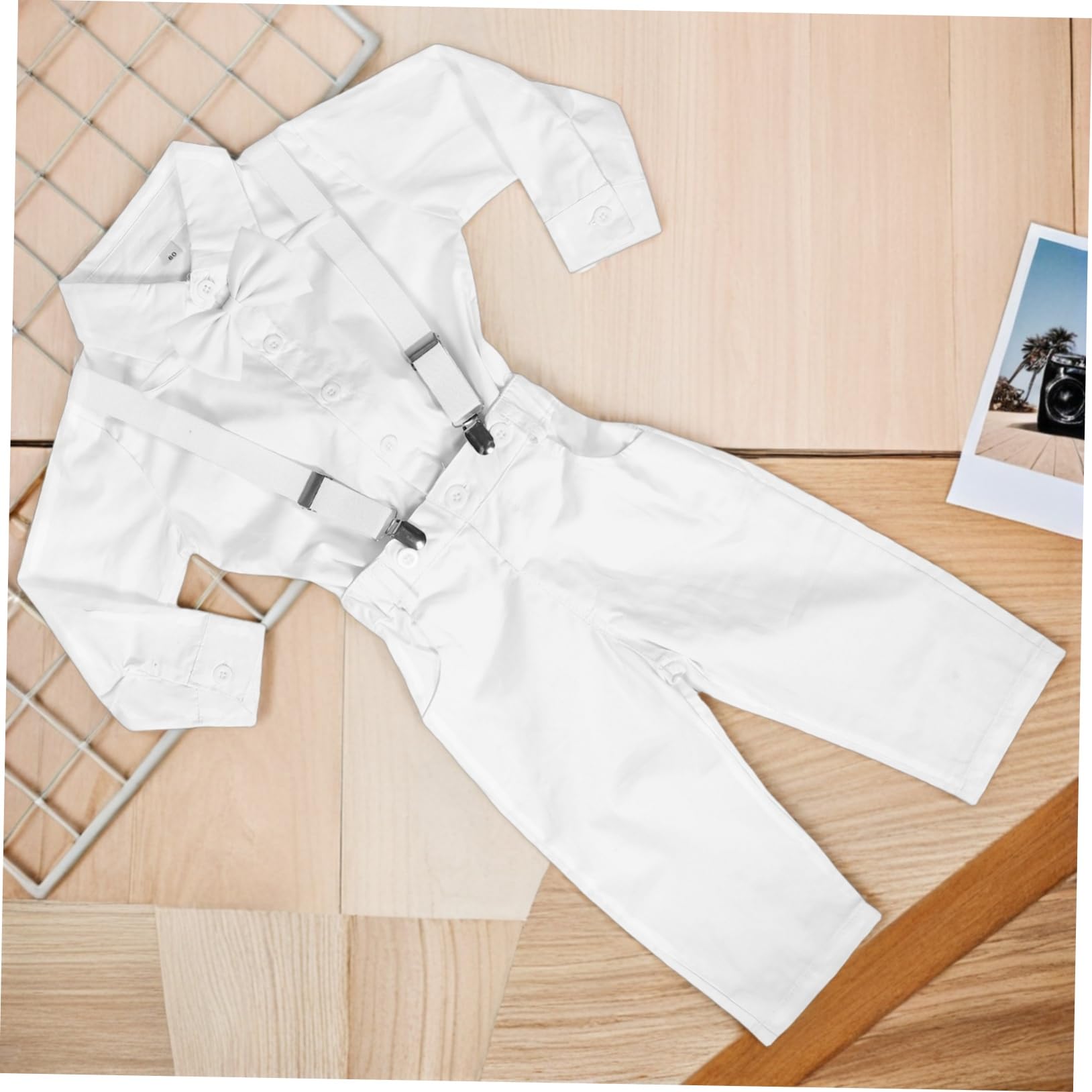 de Manga Larga con Pajarita y Tirantes Pantalones para Ropa de Boda y Celebraciones