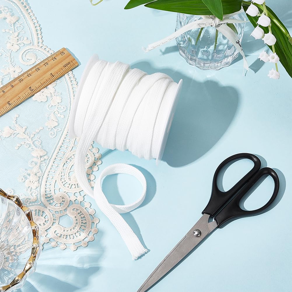 Cordino di Ricambio Bianco da 18.29 m e 12mm Cordino Piatto in Poliestere Resistente Cordini Morbidi Accessori con Rocchetti per Pantaloni Sportivi Pantaloni Dellsa Tuta Maglioni Giacche Fe