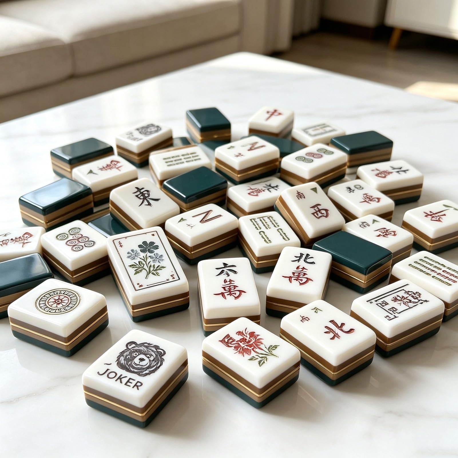 Zestaw płytek American Mahjong, 160 płytek, zestaw upominkowy Mahjong, kompletna przenośna gra dla rodziny, w podróży, na imprezy