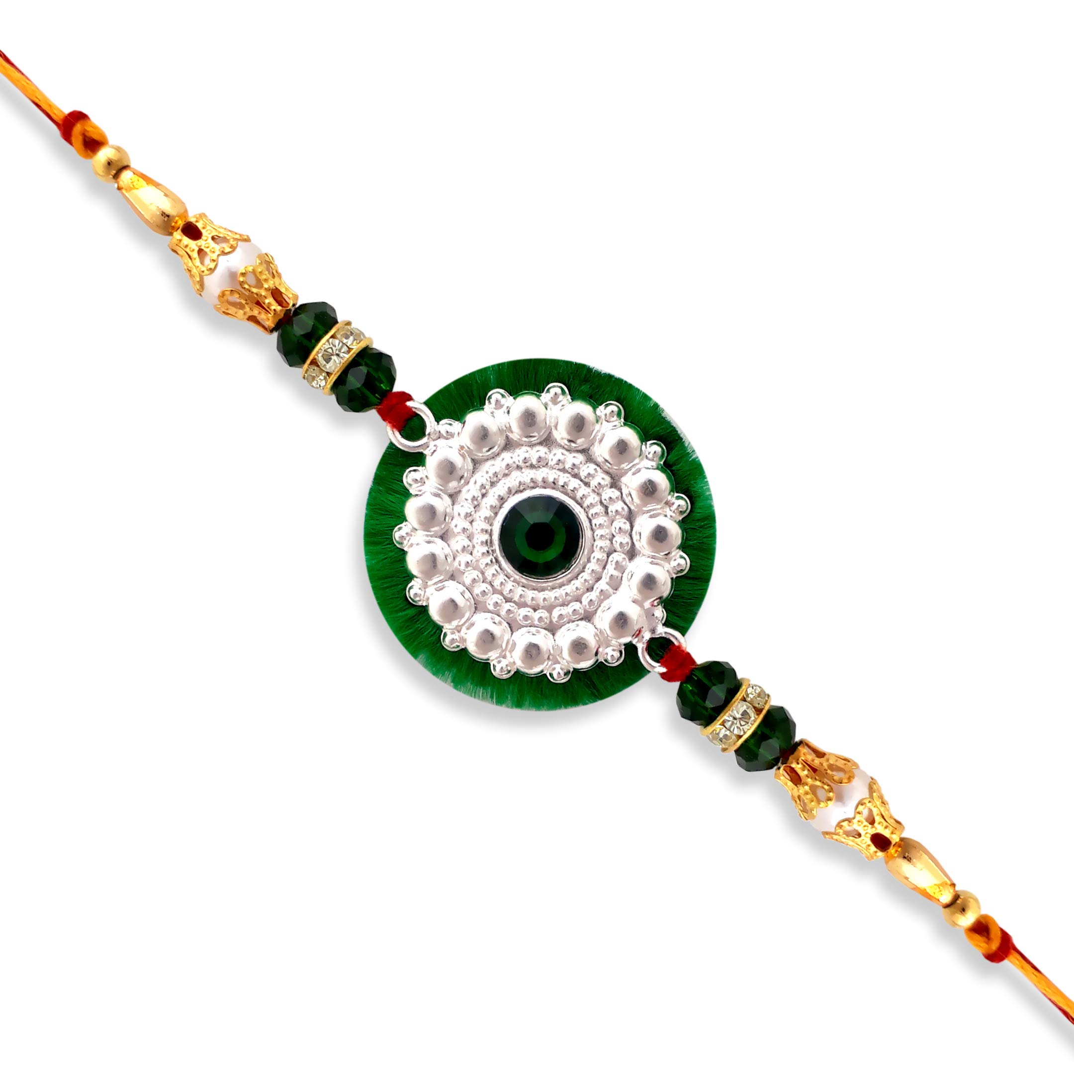 (0140) Milan Jewellers BIS HALLMARKED 99.5% Fine Silver Certified Flower Rakhi (Green) with Roli Chawal (Kumkum). (B07FLQZ1LV) Amazon Price History, Amazon Price Tracker