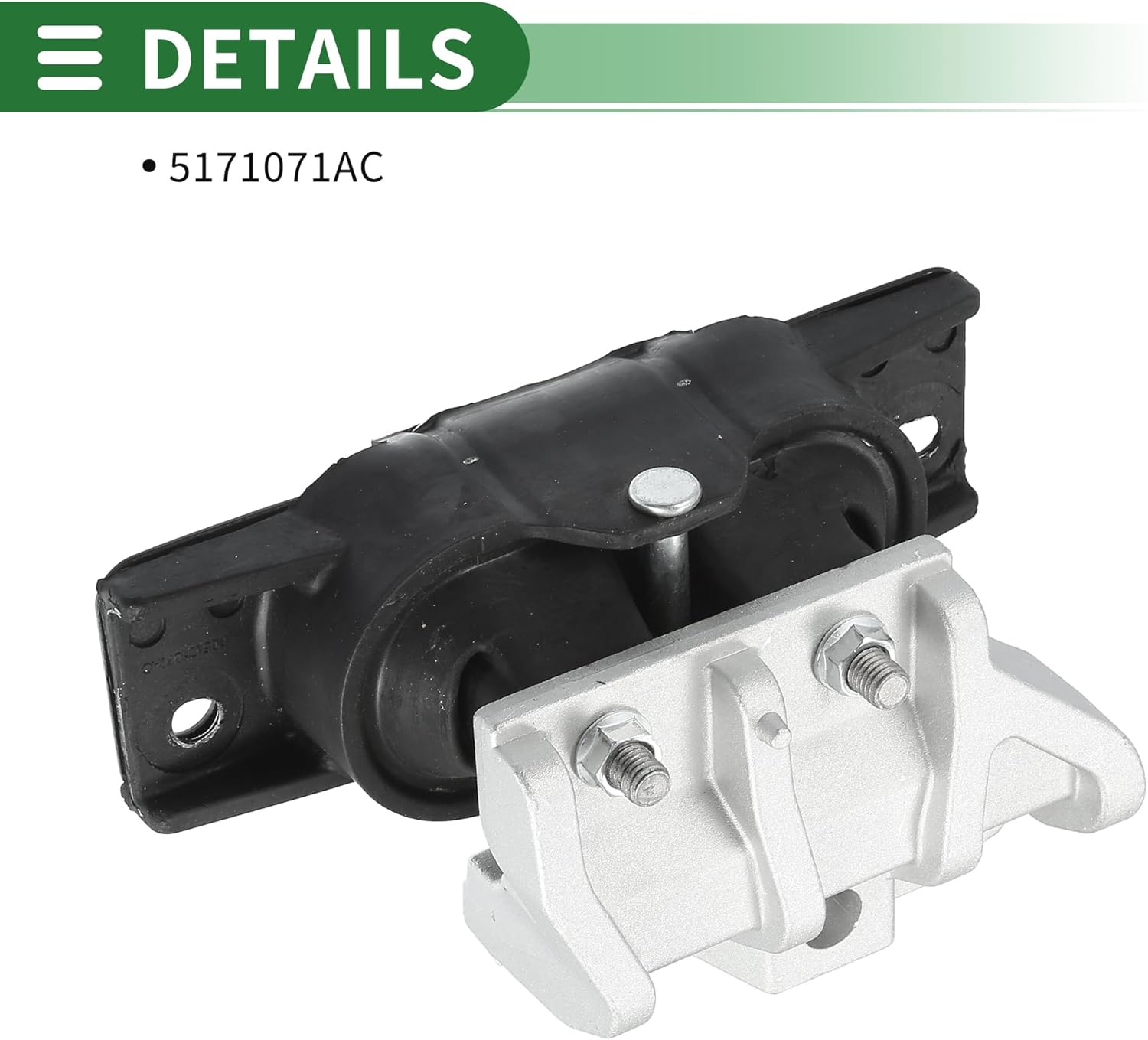 Motoforti Engine Motor Mount, Engine Mounting, for Dodge Journey 2.7L 2009-2010, No.5171071AC, Black Silver Tone
