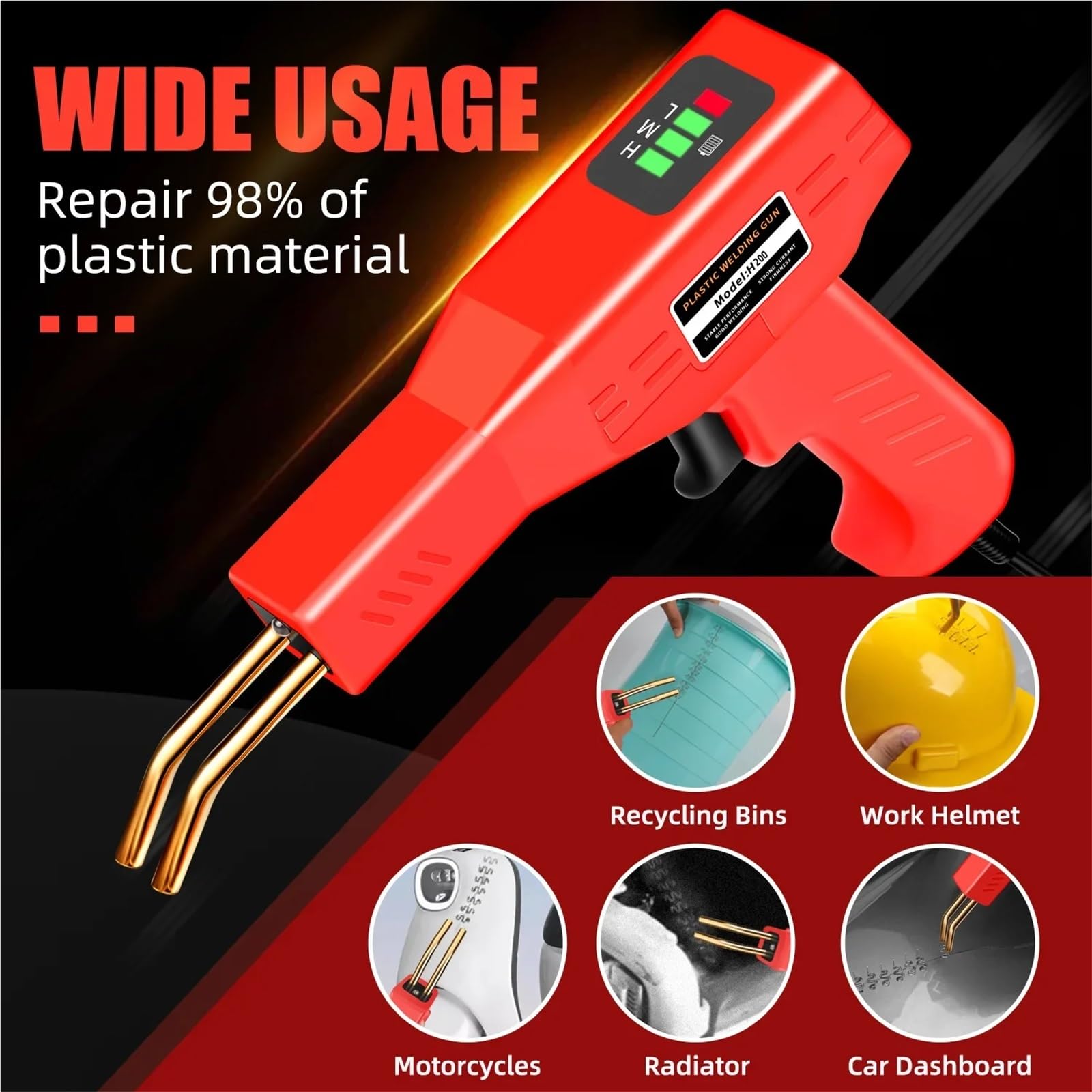 Kit profesional pistola para soldar plásticos: 4 grapas para parachoques coche, y herramientas reparación. Soldadora plástico. Plástico Soldadura Máquina