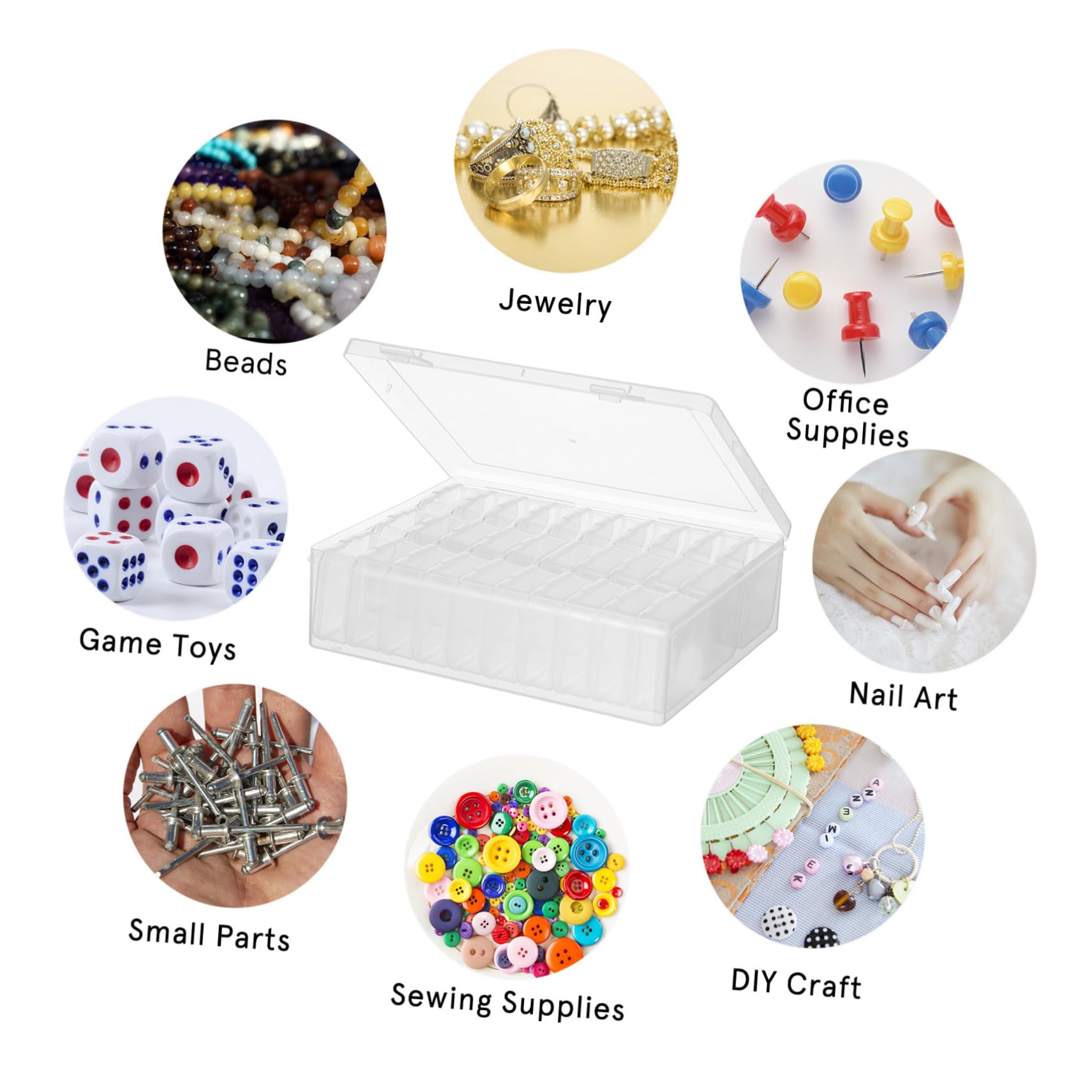 2 Ensembles Boîte Rangement Transparente avec Compartiments Plastiques pour Bureau et Loisirs Organisateur pour Bijoux Perles et Fournitures de Bricolage