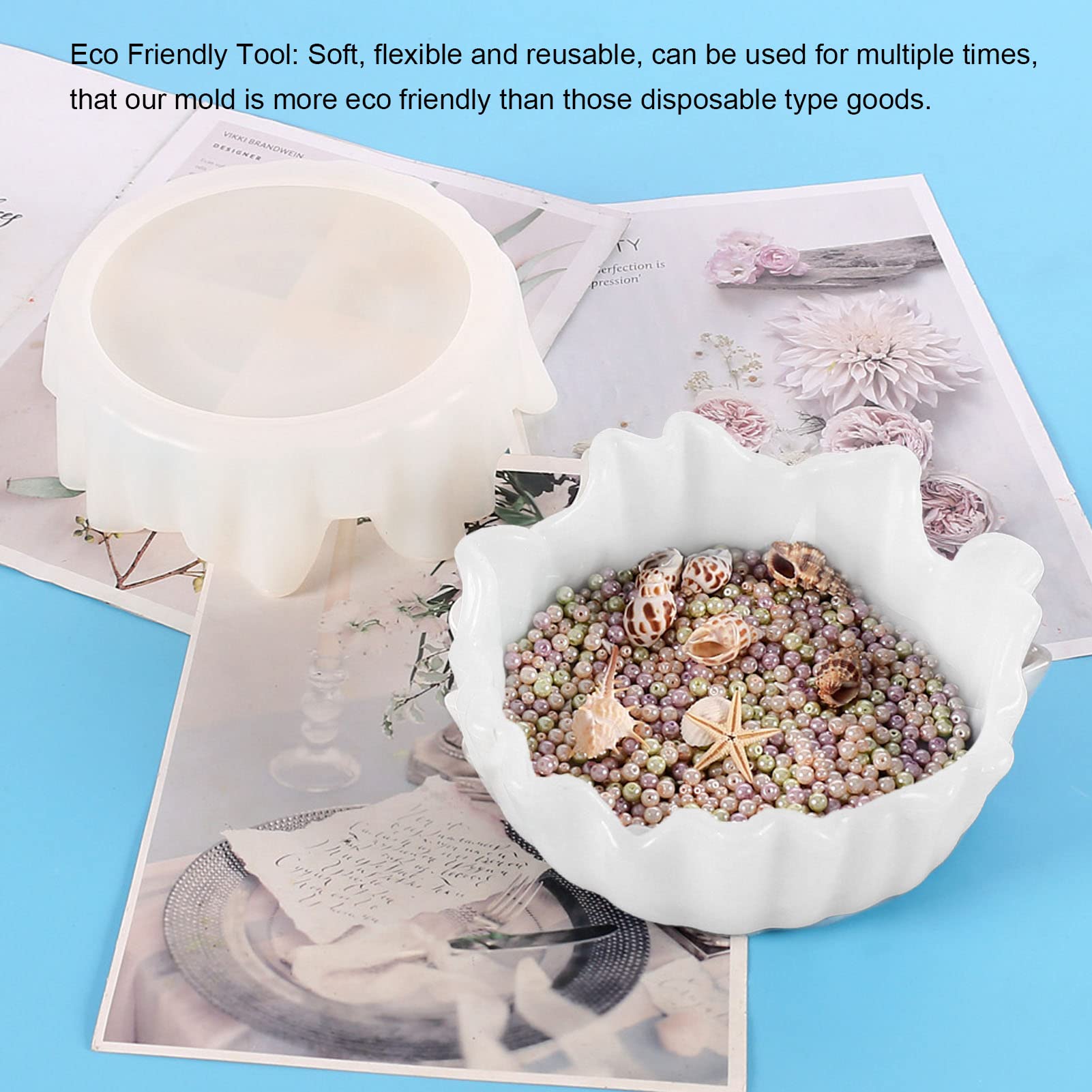 Cyrank Epoxy Resin Mould, Silicone Mould, Large Round Resin Mould Serving Tray Irregular Silicone Fruit Tray Epoxy Silicone Coaster Mould, 26 cm