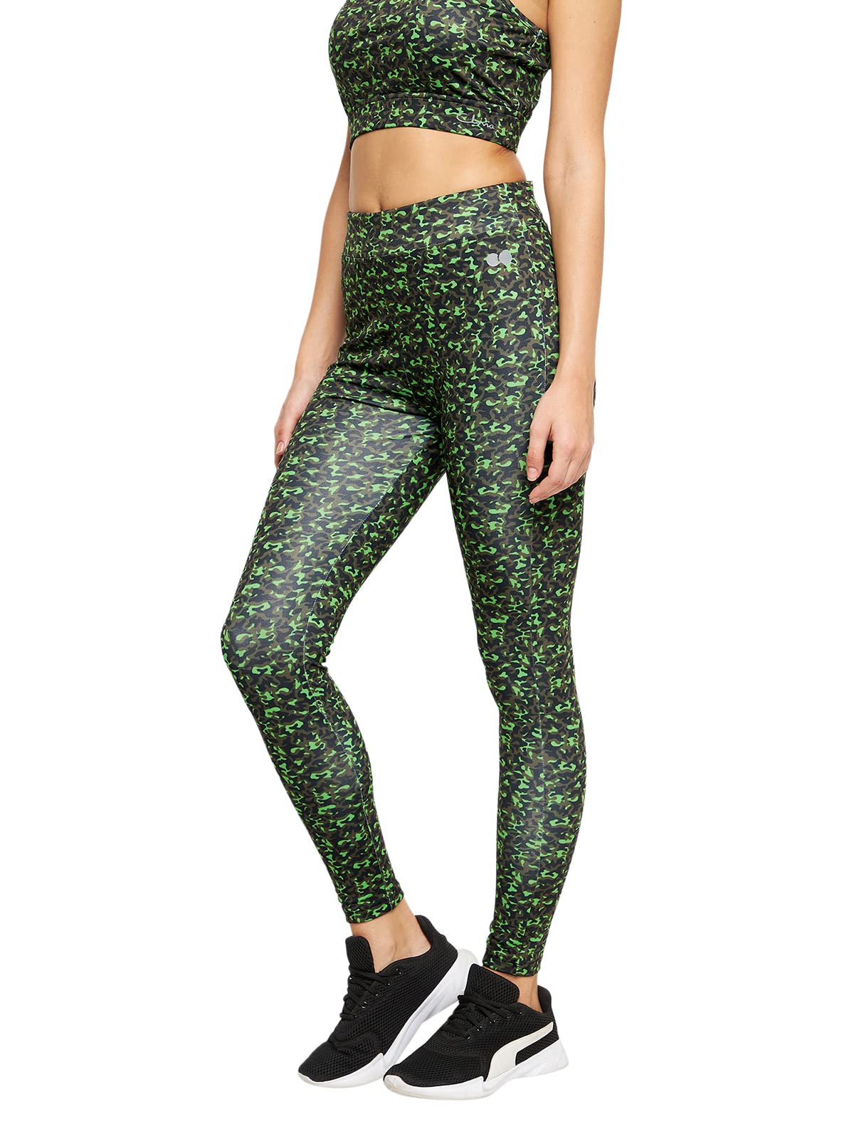 Clovia Damskie rajstopy z nadrukiem Snug Fit Active z wysokim stanem