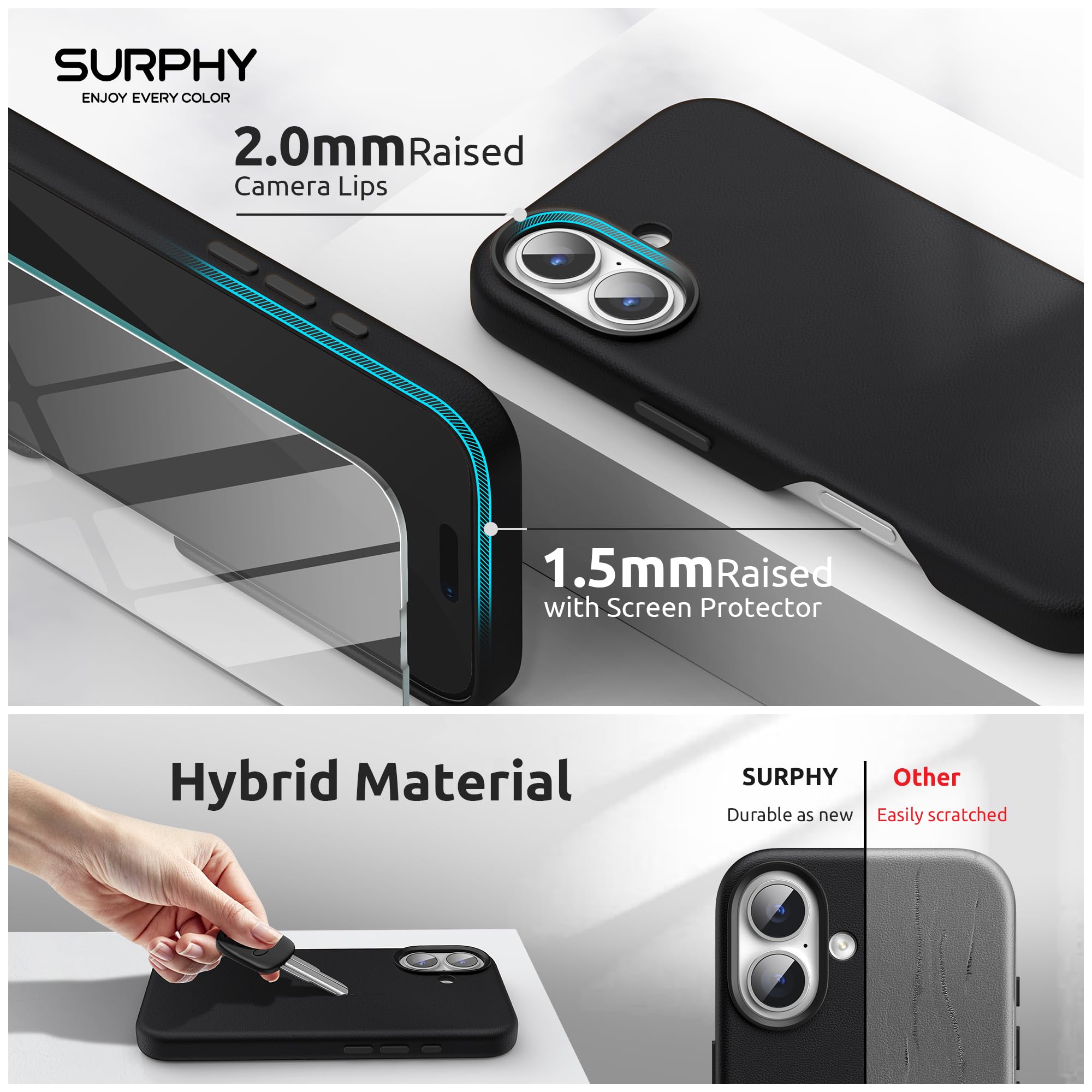SURPHY Pelle Cover Magnetica per iPhone 16 Pro Max (6,9),Custodia in Premium PU Pelle Protettiva Case, Compatibile con MagSafe Accessori, Sottile Antiurto iPhone 16 Pro Max Cover 2024,Marrone