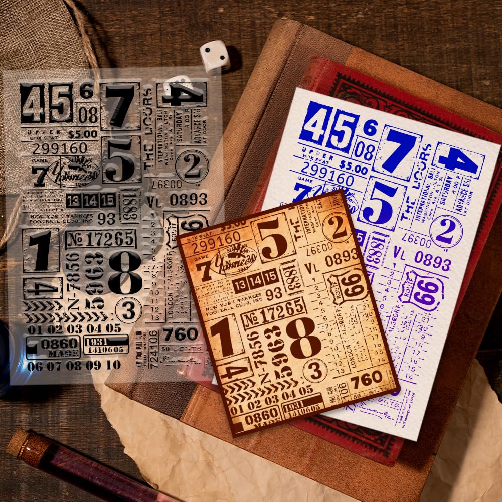 PandaHall Retro Zahlen Stempel - Transparente Silikon Stempel Für Karten & Scrapbooking