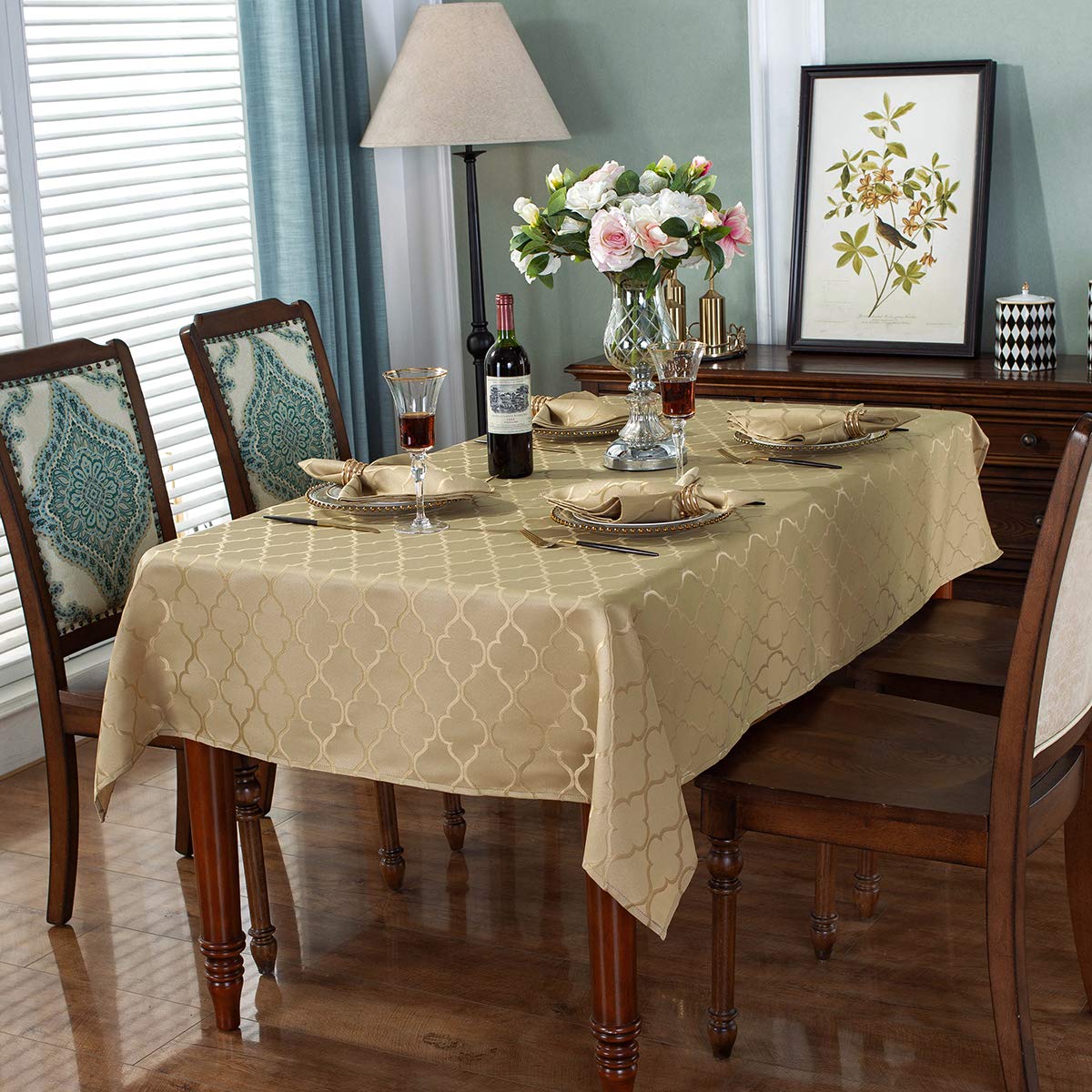 SASTYBALE Jacquard Cloth Napkins 20 x 20 Inch Flower Pattern 4 Pieces Solid Washable Comfortable for Restaurant Family Dinners Weddings Parties and Banquets(Square - Image 3