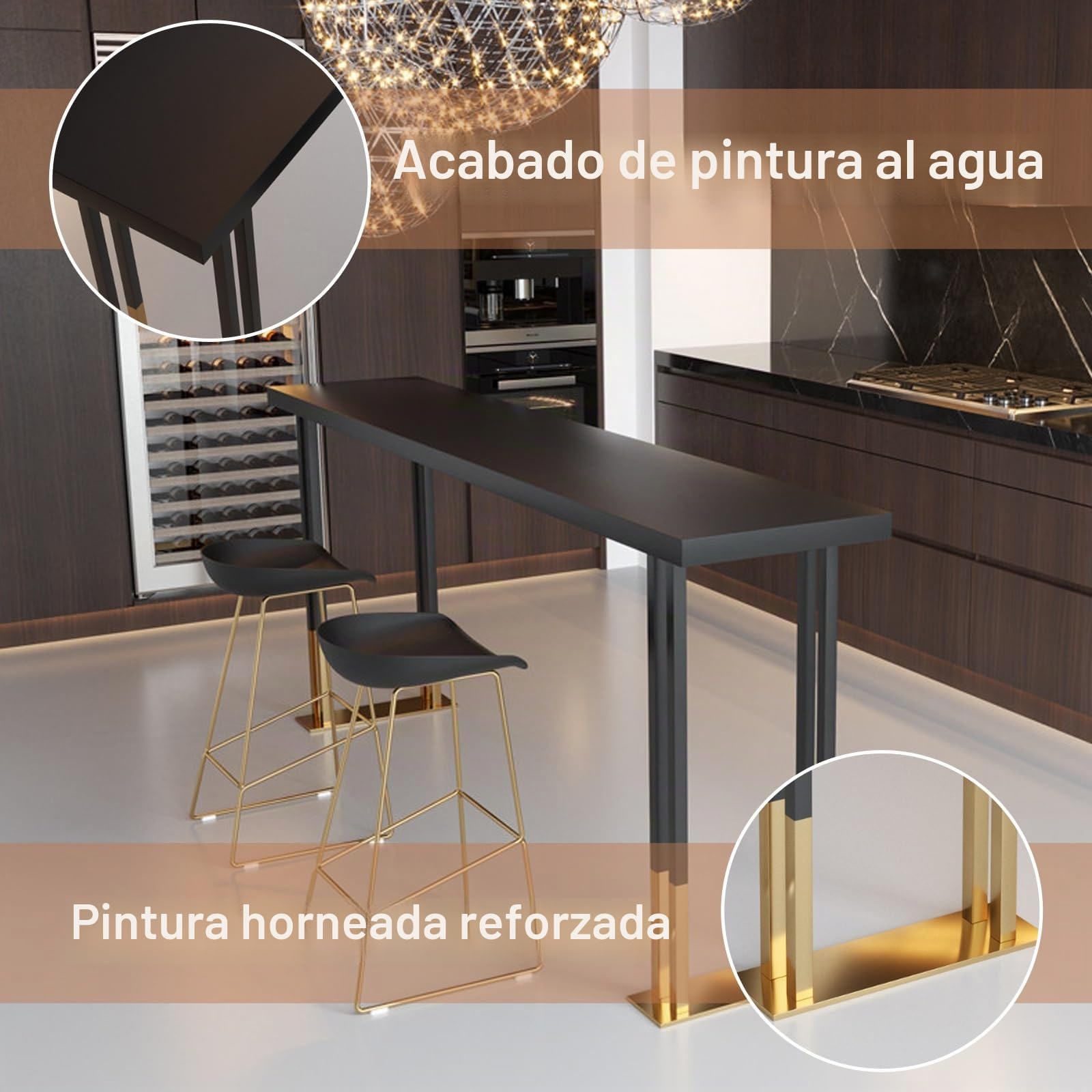 Barra de madera mesas altas y estrechas,Mesa alta con base de metal,Mesa de bar cuadrada Mesa auxiliar para exteriores,Industria madera maciza Mesa Alta Bar Mesa alta estilo country,Sin taburete(White