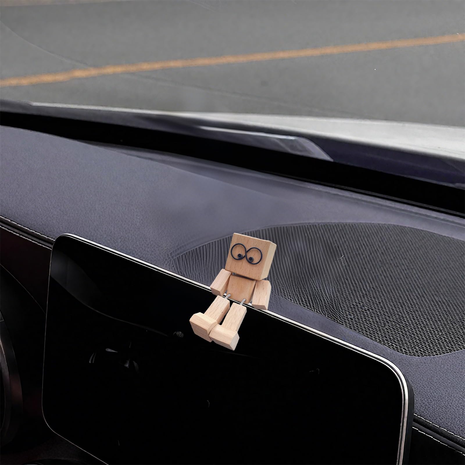 Wackelmann Auto Figur Aus Holz - Beweglicher Schüttelmann Für Armaturenbrett