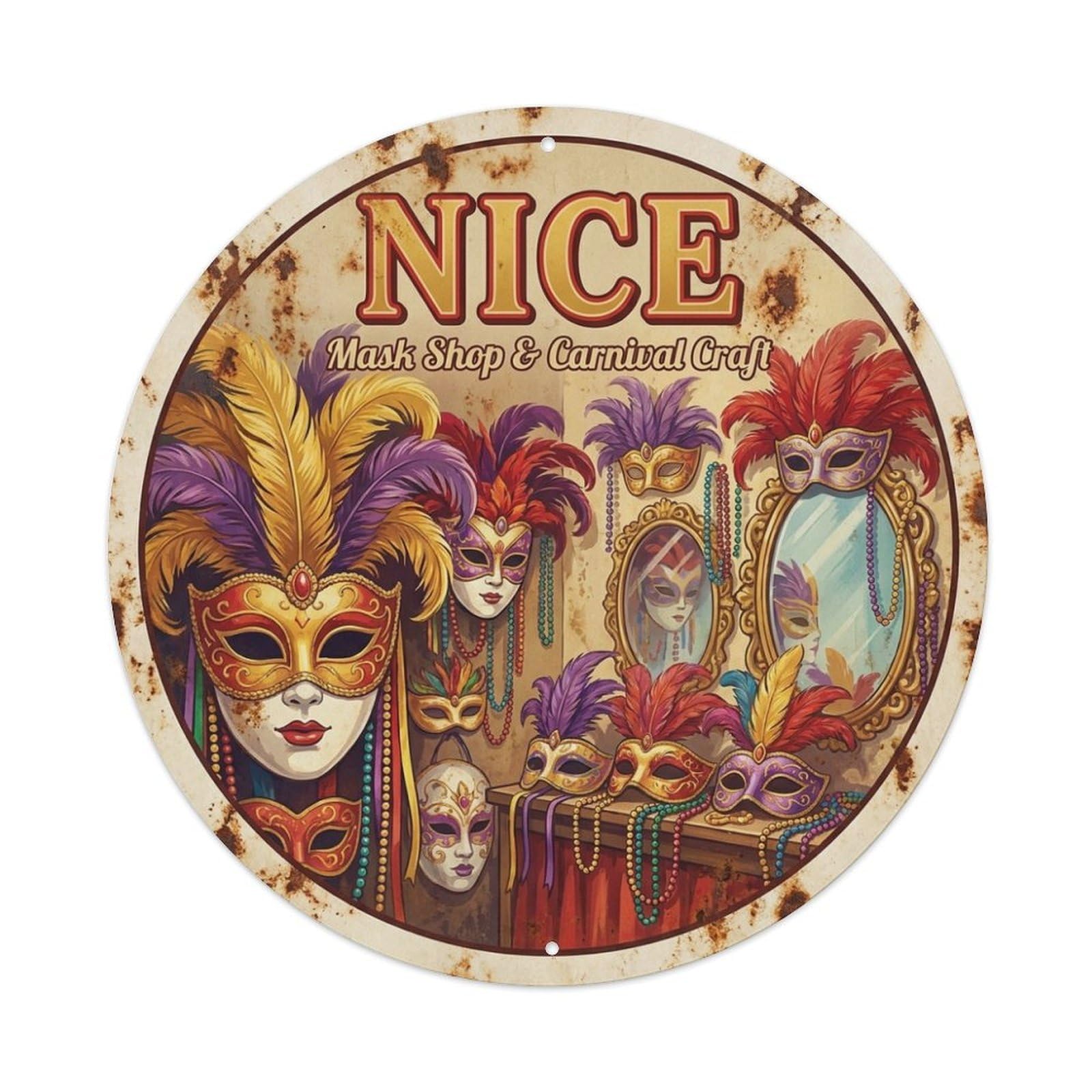 Mask Shop Carnival Mystery Nice Culture Travel Metal Tin Sign