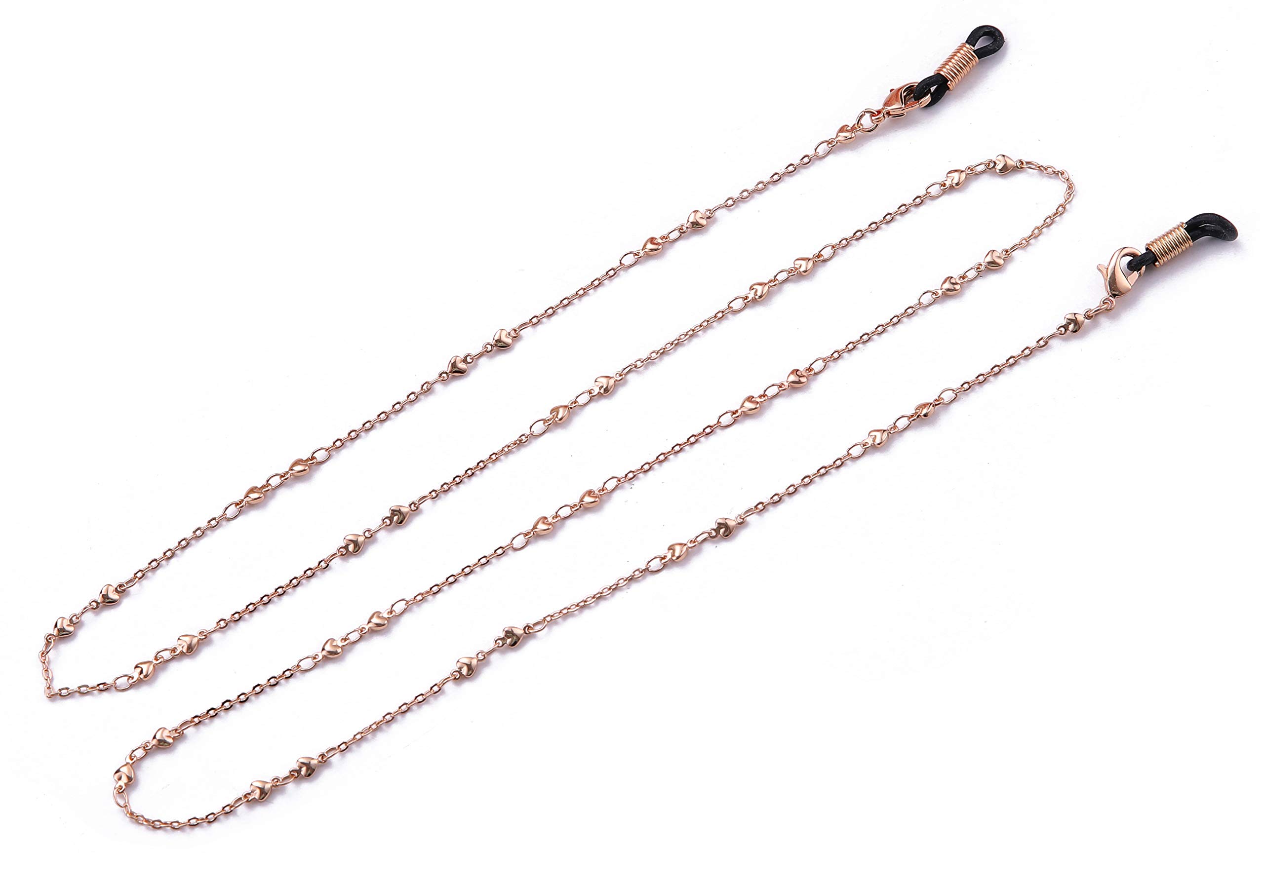 Handmade Metal Heart Pattern Eyeglasses Chain Secure Fit Sunglasses Eyewear Reading Glasses Strap Holder for Men and Women