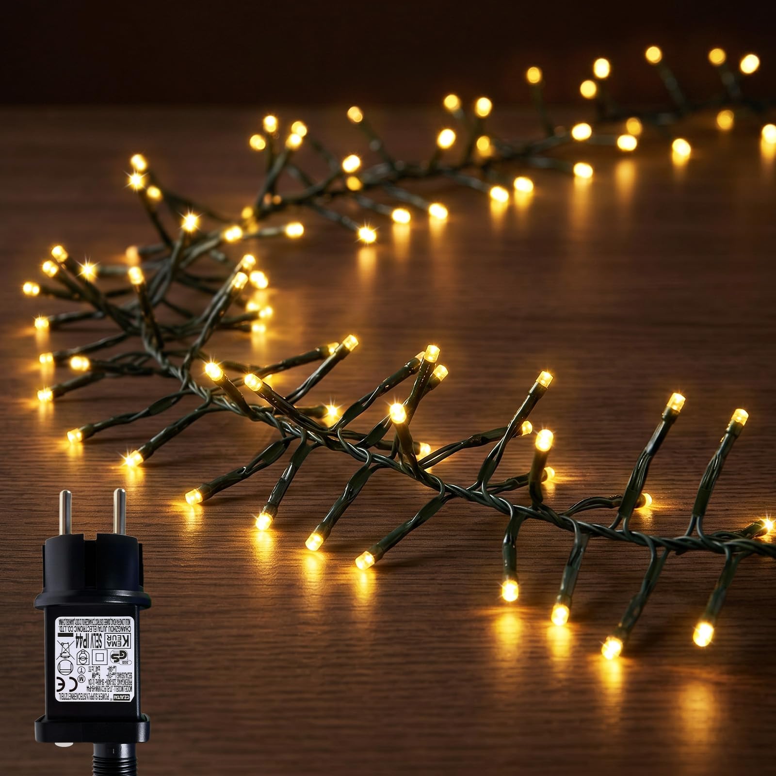 Łańcuch świetlny LED na zewnątrz, 20 m, 1000 diod LED, z wtyczką, 8 trybów pracy, klasa wodoszczelności IP44, łańcuch świetlny z funkcją timera, funkcja pamięci, na balkon, do ogrodu, na Boże