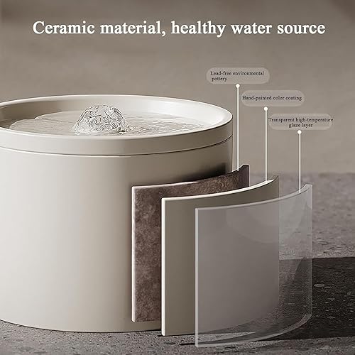 Miniatura 3 de Fuente de agua de cerámica para gatos de 33.82 onzas1 litro, dispensador automático súper silencioso para beber mascotas con 6 filtros de repuesto,