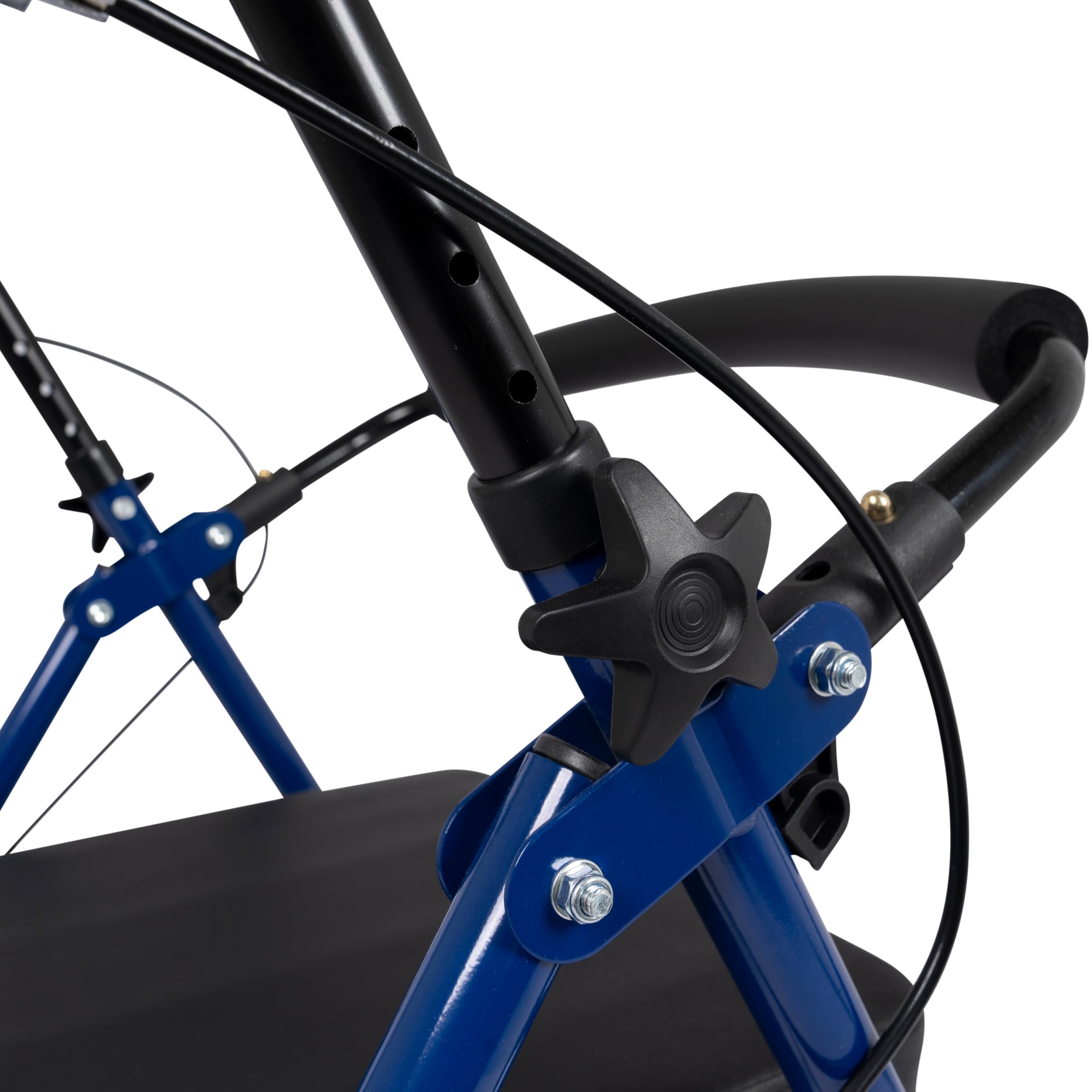 Andador plegable ligero - Incluye bandeja y cesta - Fácil de plegar para colocar en el maletero, para viajar, altura ajustable (Azul)