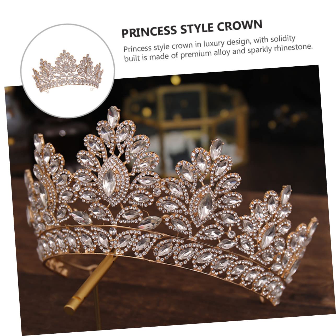 Tiara Transparente para Novia, Tocado de Boda Elegante | Aleación con Pedrería, Diseño Lujoso y Ligero, Brillo Decorativo para Fiestas y Prom