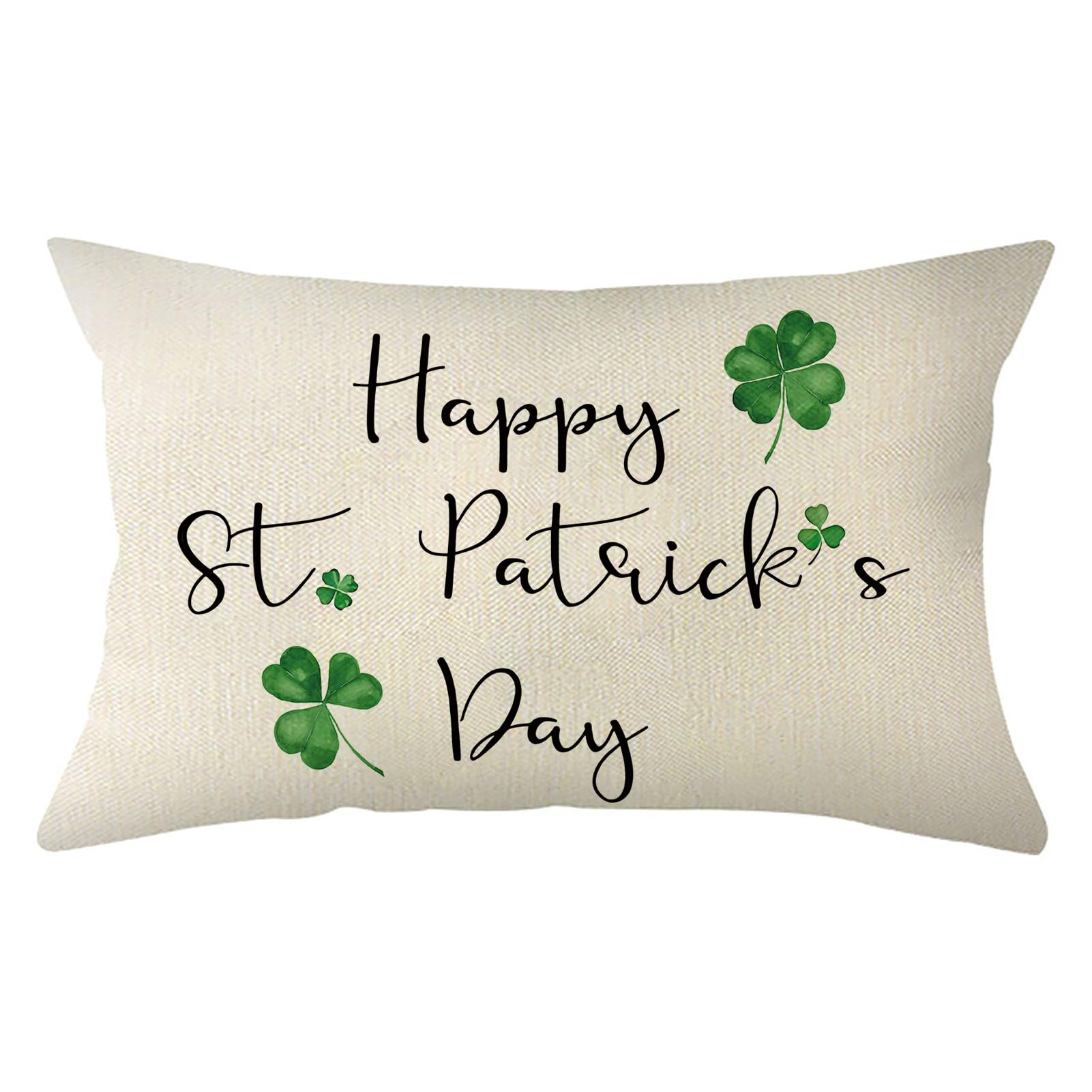 Ogiselestyle Happy St Patricks Day Shamrock Throw Pillow Cover 12 x 20 Inch Clover Farmhouse Cushion Case Decoration