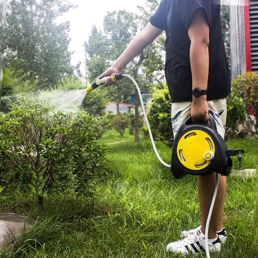 Wysuwany bęben na wąż z pistoletem natryskowym do nawadniania ogrodu, mycia samochodu i kąpieli dla zwierząt domowych – wielofunkcyjny wózek do podlewania węża