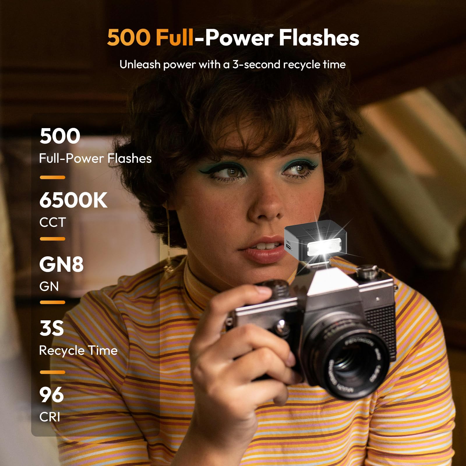 Ulanzi SL01 Mini Flash Speedlite - GN8 Powerful 6500k On-Camera Flash Light, 4 Power Levels, Compatible with Sony ZV-1/ZV-E10/Canon/Nikon/Fuji/Panasonic/Leica/Olympus, 【Not Fits Sony ZV-1F】