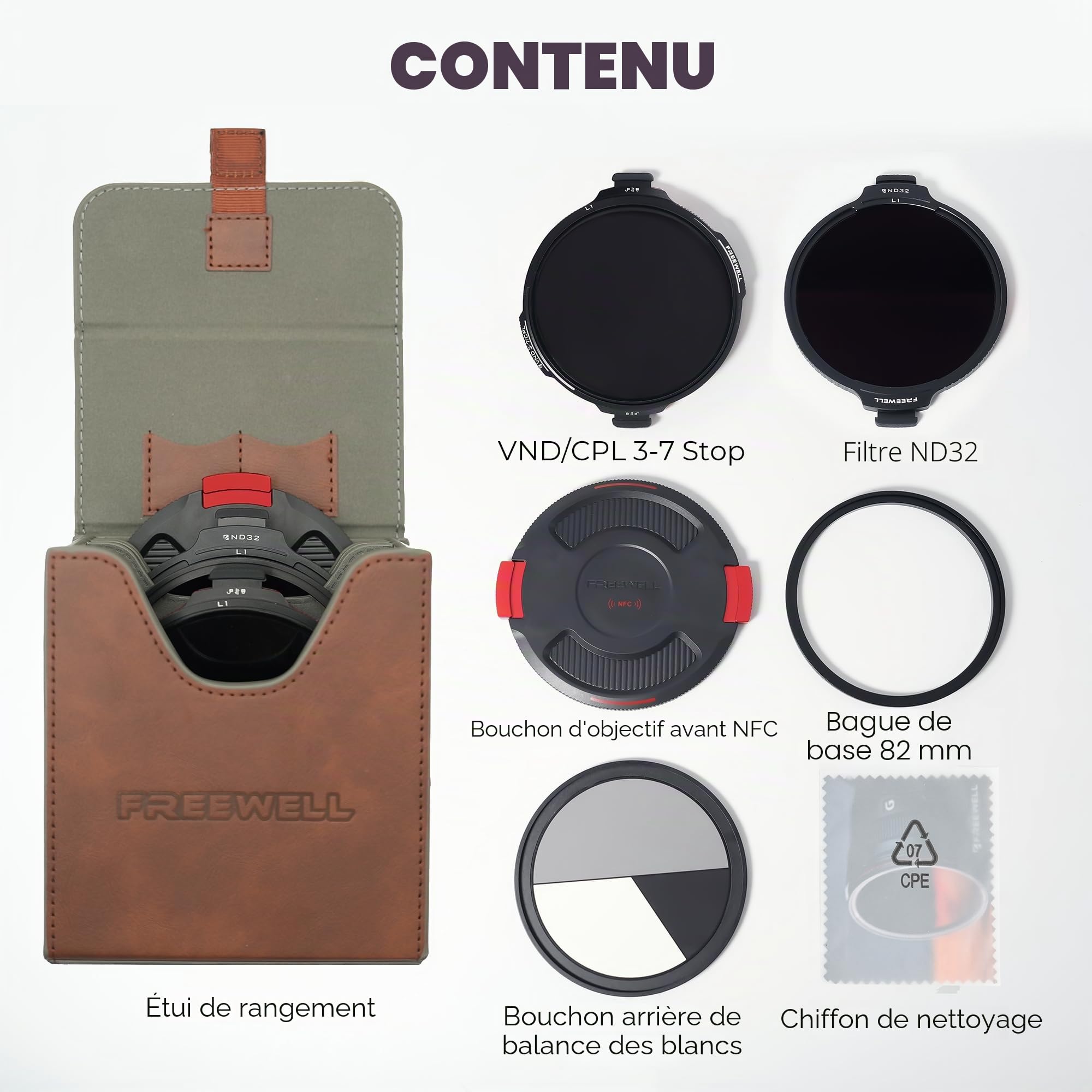 Freewell Kit de Filtre VND/CPL à Verrouillage réel L1 de 82 mm – Hybride VND/CPL 3 à 10 arrêts avec ND32, Optique True Color, Design à l'épreuve du Temps pour Les cinéastes Professionnels