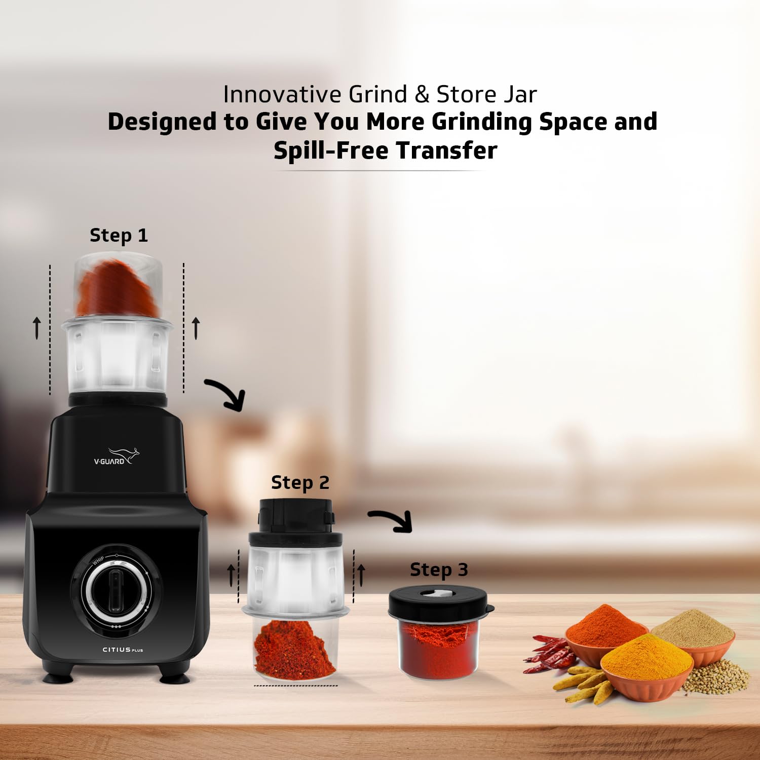 V-Guard Citius Plus 750W Juicer Mixer Grinder - 5 Jars -6 V-Guard Citius Plus 750W Juicer Mixer Grinder - 5 Jars -6