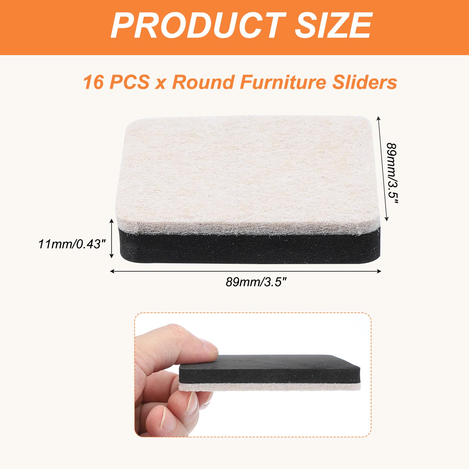 PATIKIL 3.5 Inch Felt Furniture Sliders - Image 2