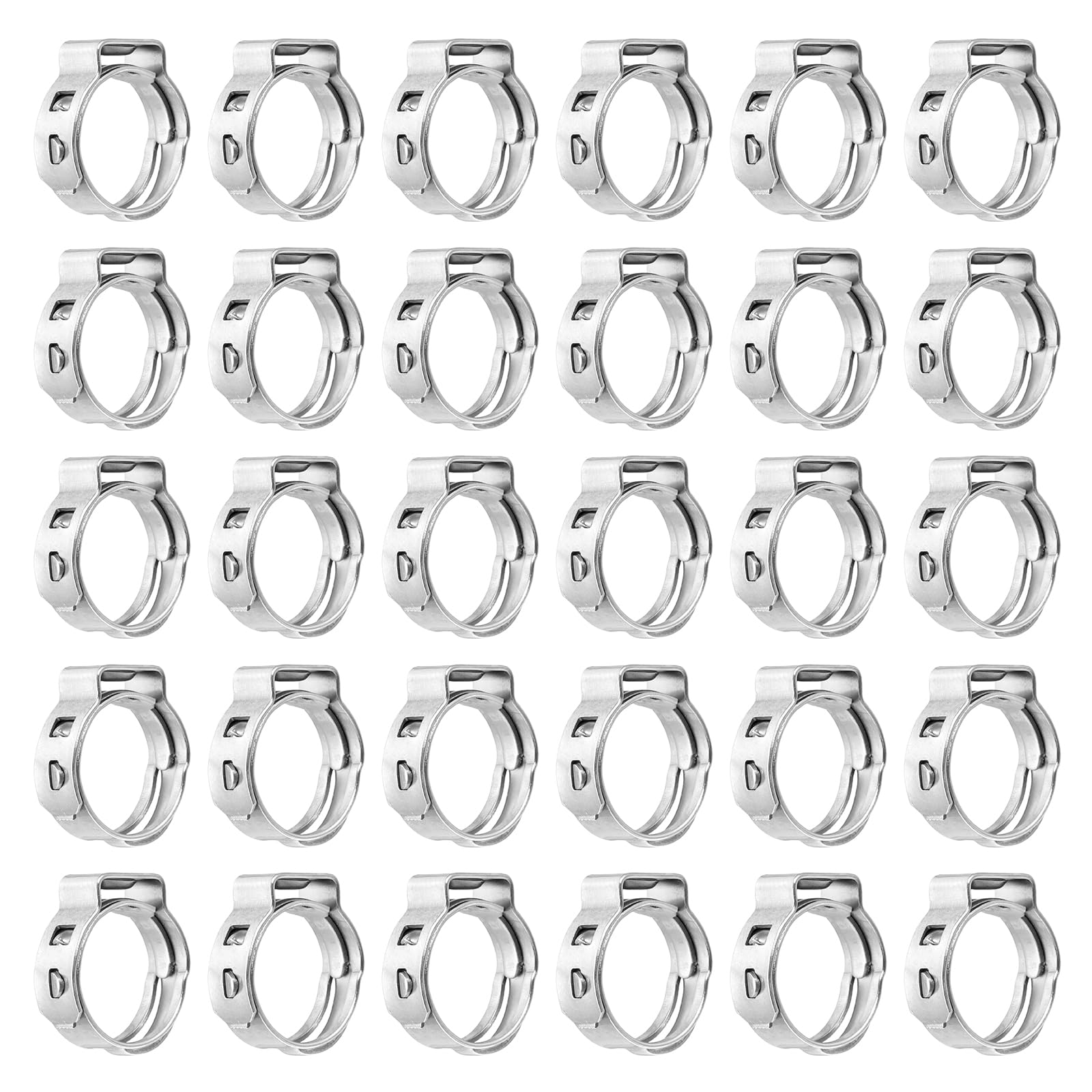 sourcing map 40Pcs 9.8-11.3mm Single Ear Hose Clamps 304 Stainless Steel Polished Stepless Hose Clamp for Automobile Pipe Connections Home Appliance Wiring and Pipes, Silver โ image 1