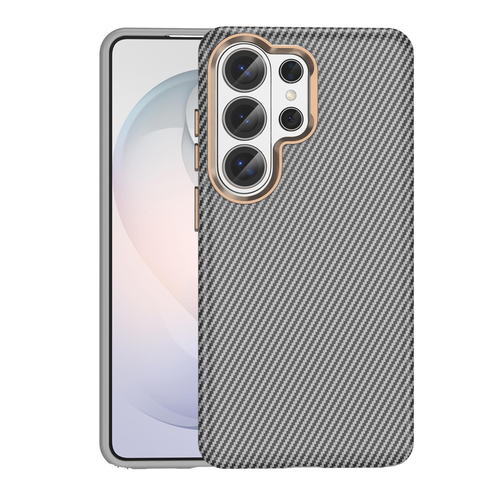 Coque Samsung S26 magnétique étui mince antichoc gris avec texture carbone