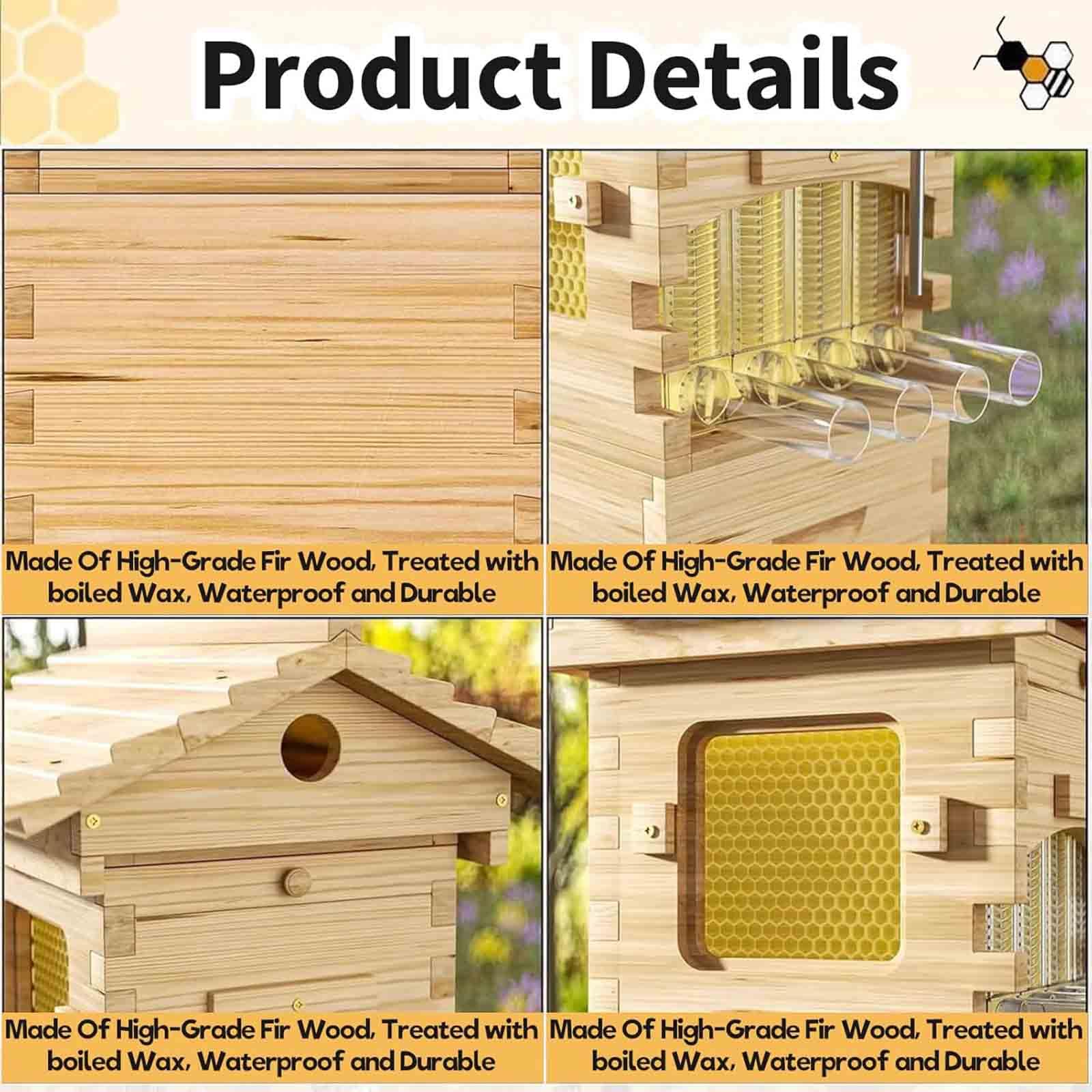 Kit per Principianti di Arnie, arnia Flow Hive, Set Completo di Arnie rivestite in Cera con Dispositivo di Estrazione del Miele, con Finestra di Osservazione,001