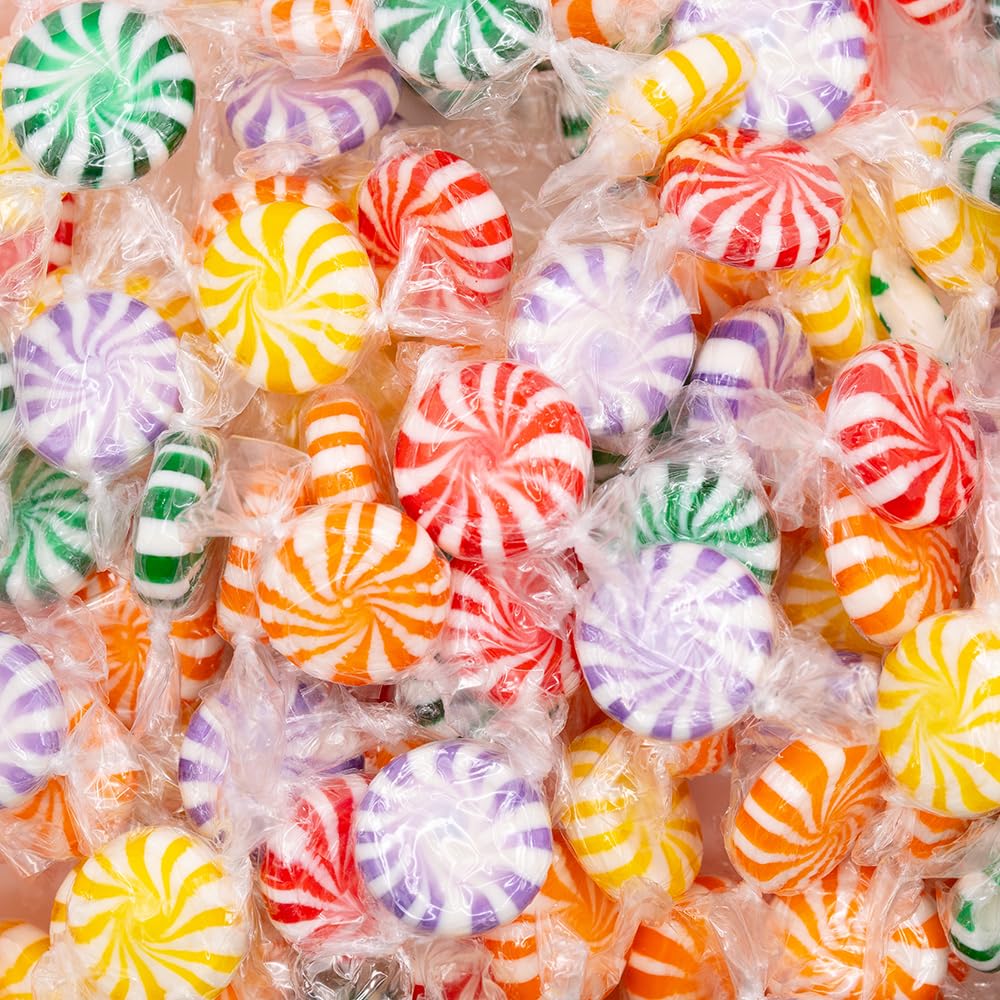 Assorted Fruit Starlights | 1.5-Pound Pack | Hard Candy | Individually Wrapped Pinwheels | About 110 Pieces