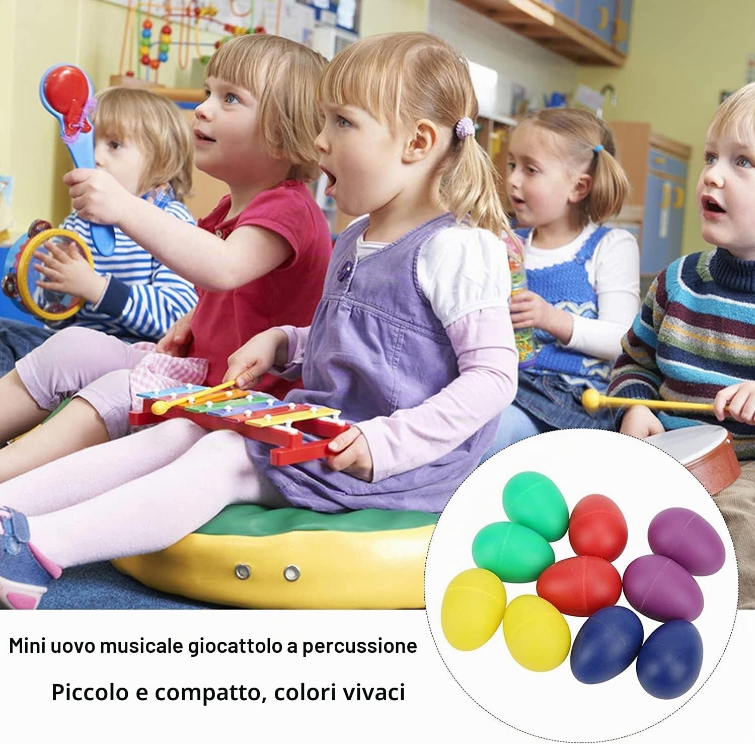 24 pezzi 6 colori uova maracas uova, shaker per uova, ritmo in plastica, uova agitate per bambini e bambini piccoli, per regali di Pasqua
