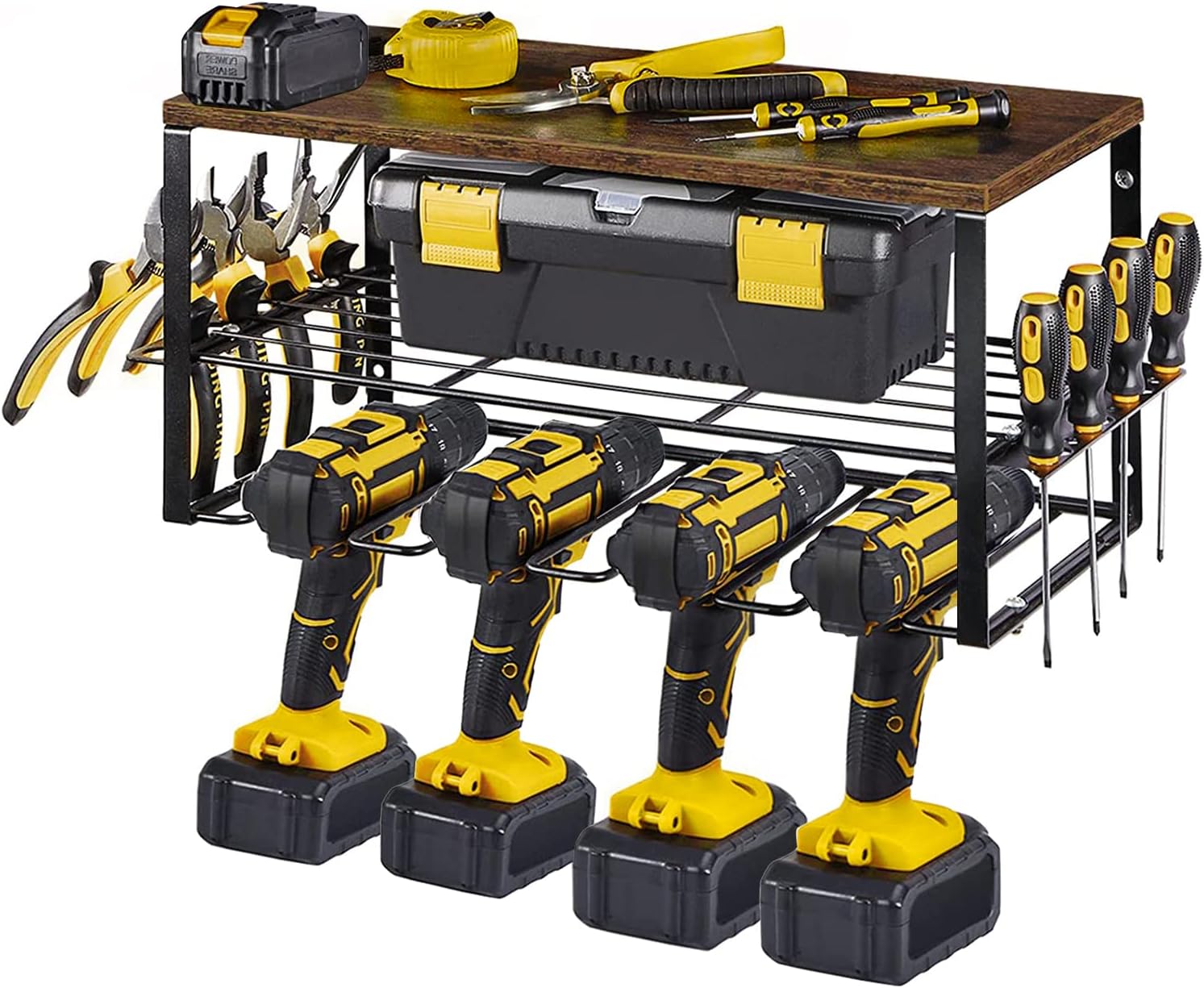 NIUXX Power Drill Tool Storage Organizer Holder Wall Mounted, Storage Rack for Cordless Drill, Heavy Duty Removable Floating Utility Tool Storage Shelf for Garage, Home, Workshop : Tools & Home Improvement